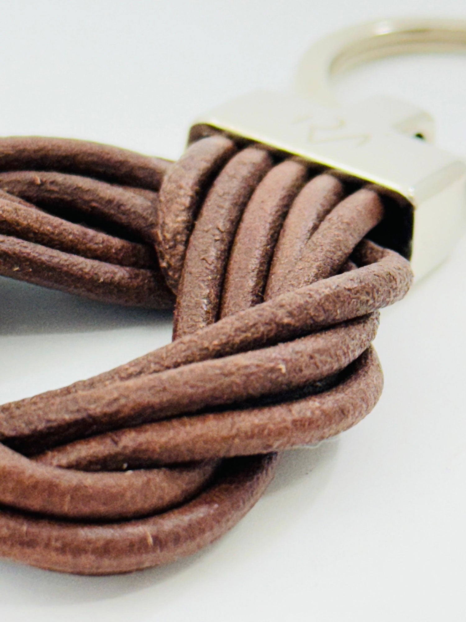Keychain in Real Brown Drawn Leather for Men