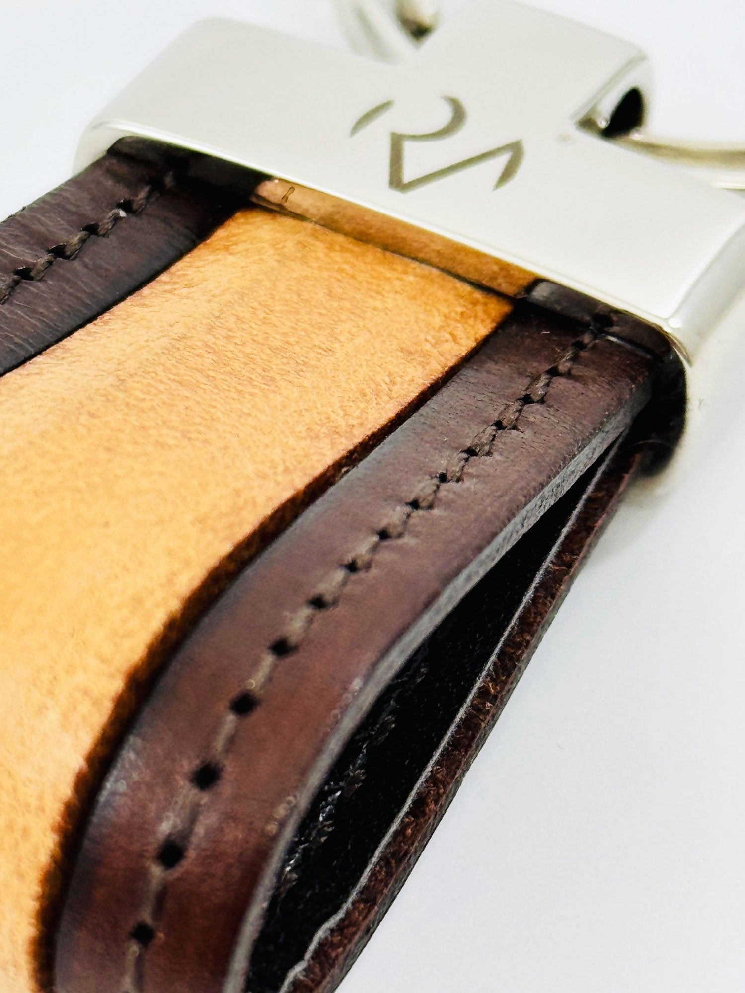 Men's Two-Tone Genuine Leather Keyring