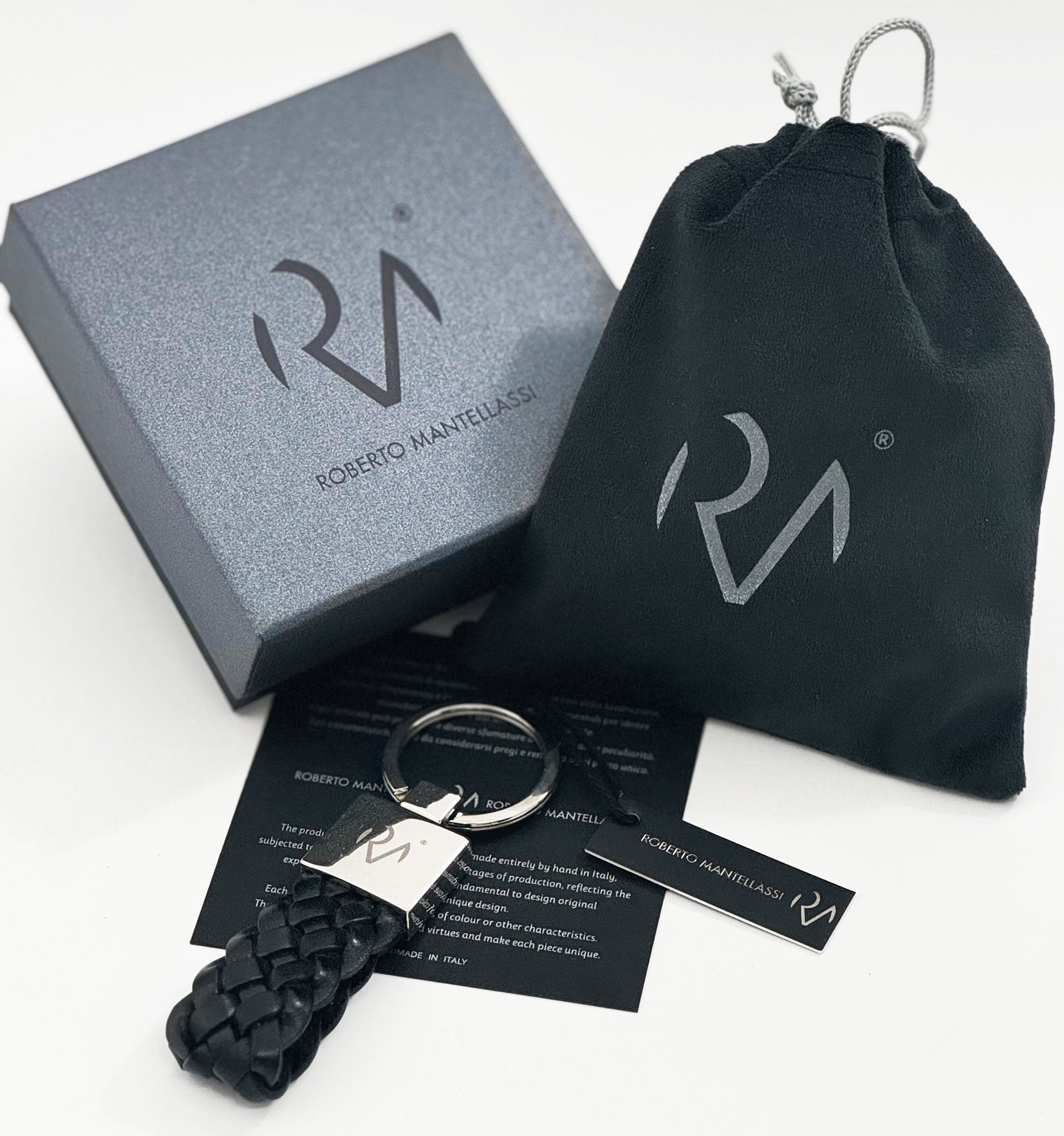 Key ring with large braid in men's leather