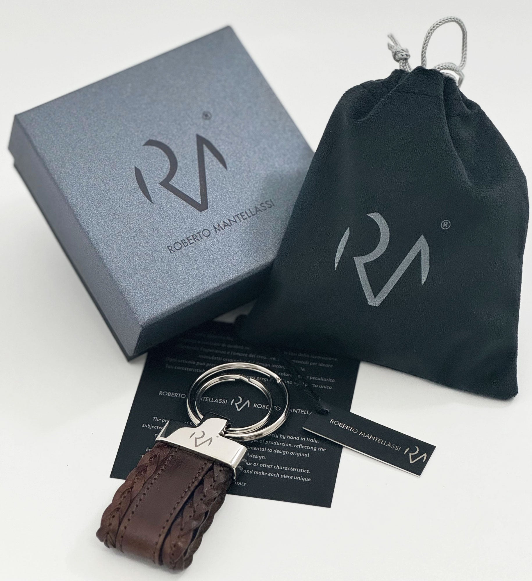 Men's sewn genuine leather key ring