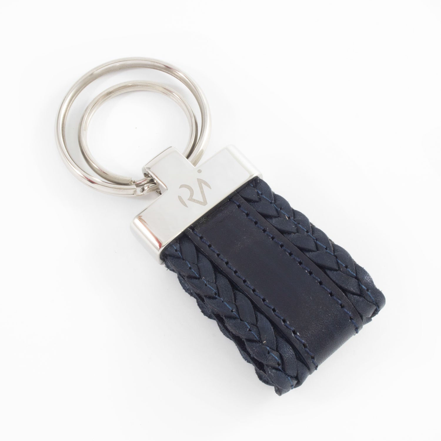 Men's sewn genuine leather key ring