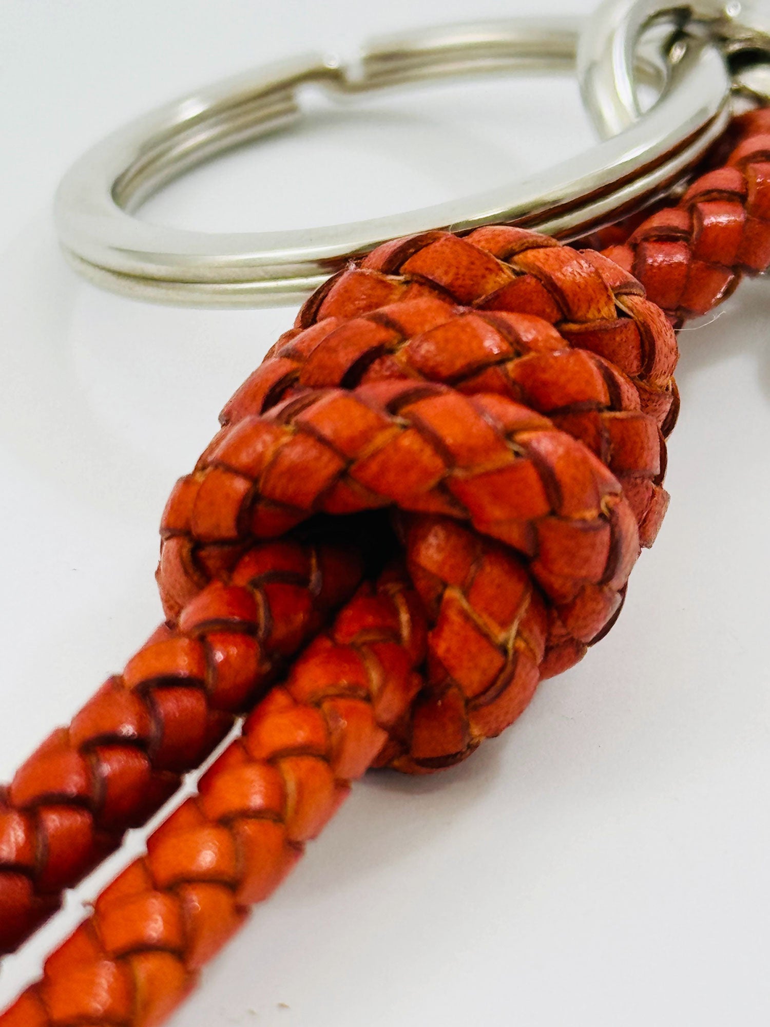 Real Leather Keychain Scoubidou Knot Men