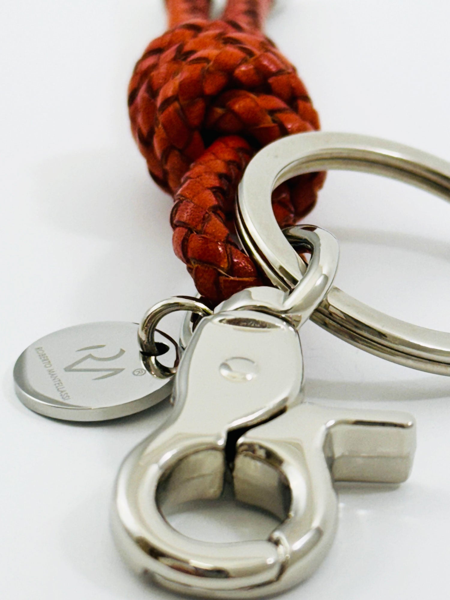 Real Leather Keychain Scoubidou Knot Men