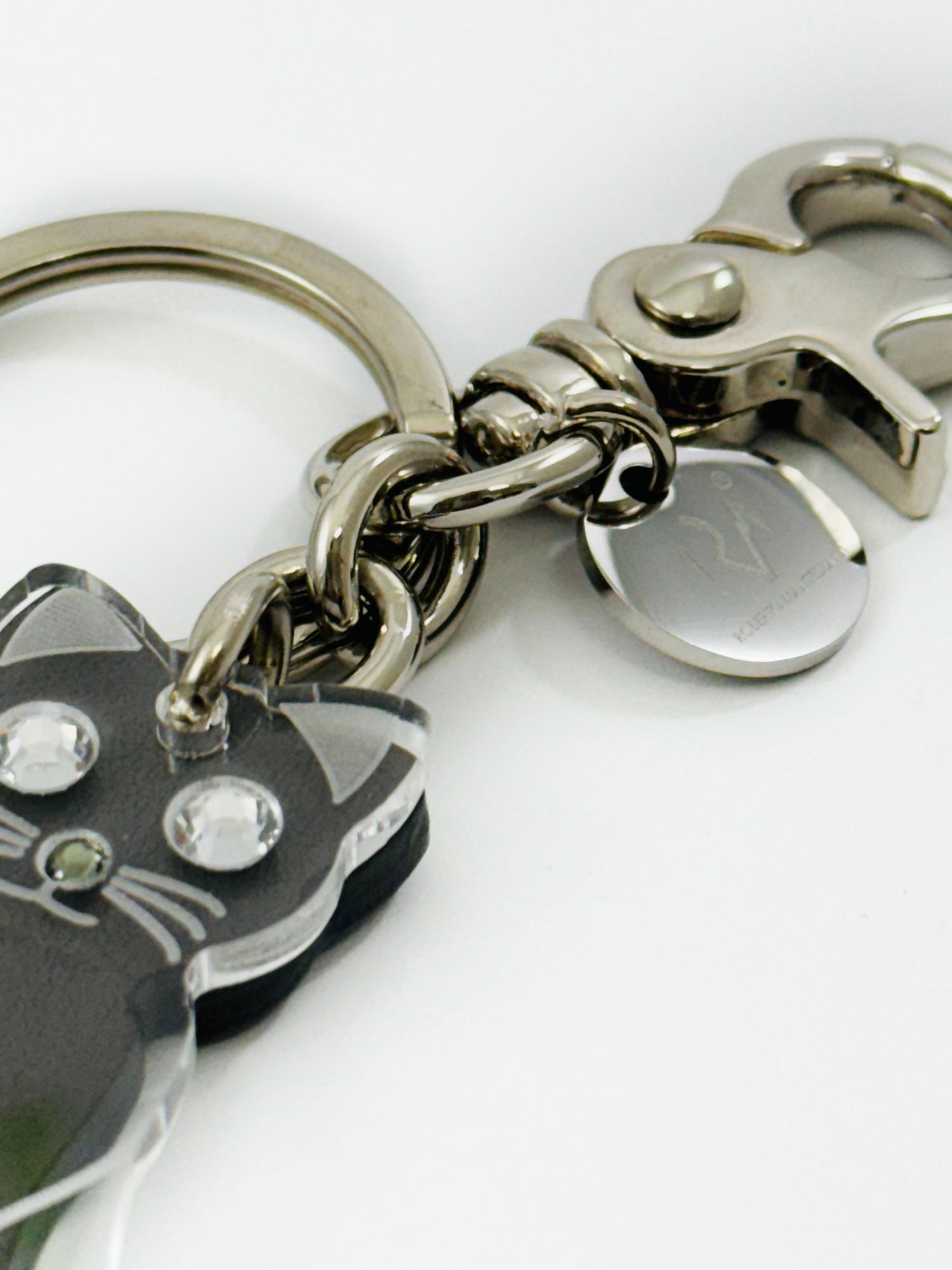 Genuine Leather and Plexiglass Keychain Cat Woman