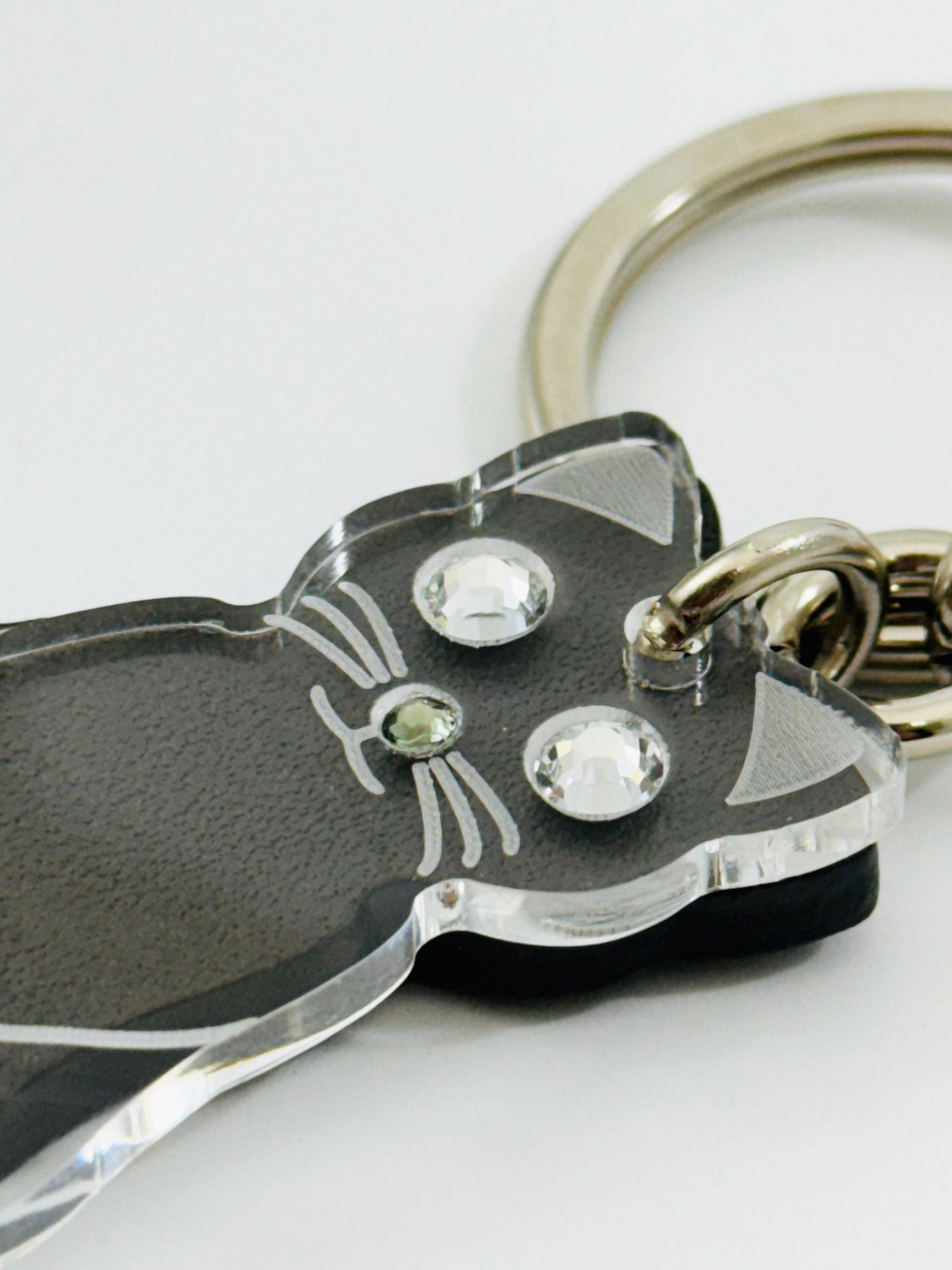 Genuine Leather and Plexiglass Keychain Cat Woman