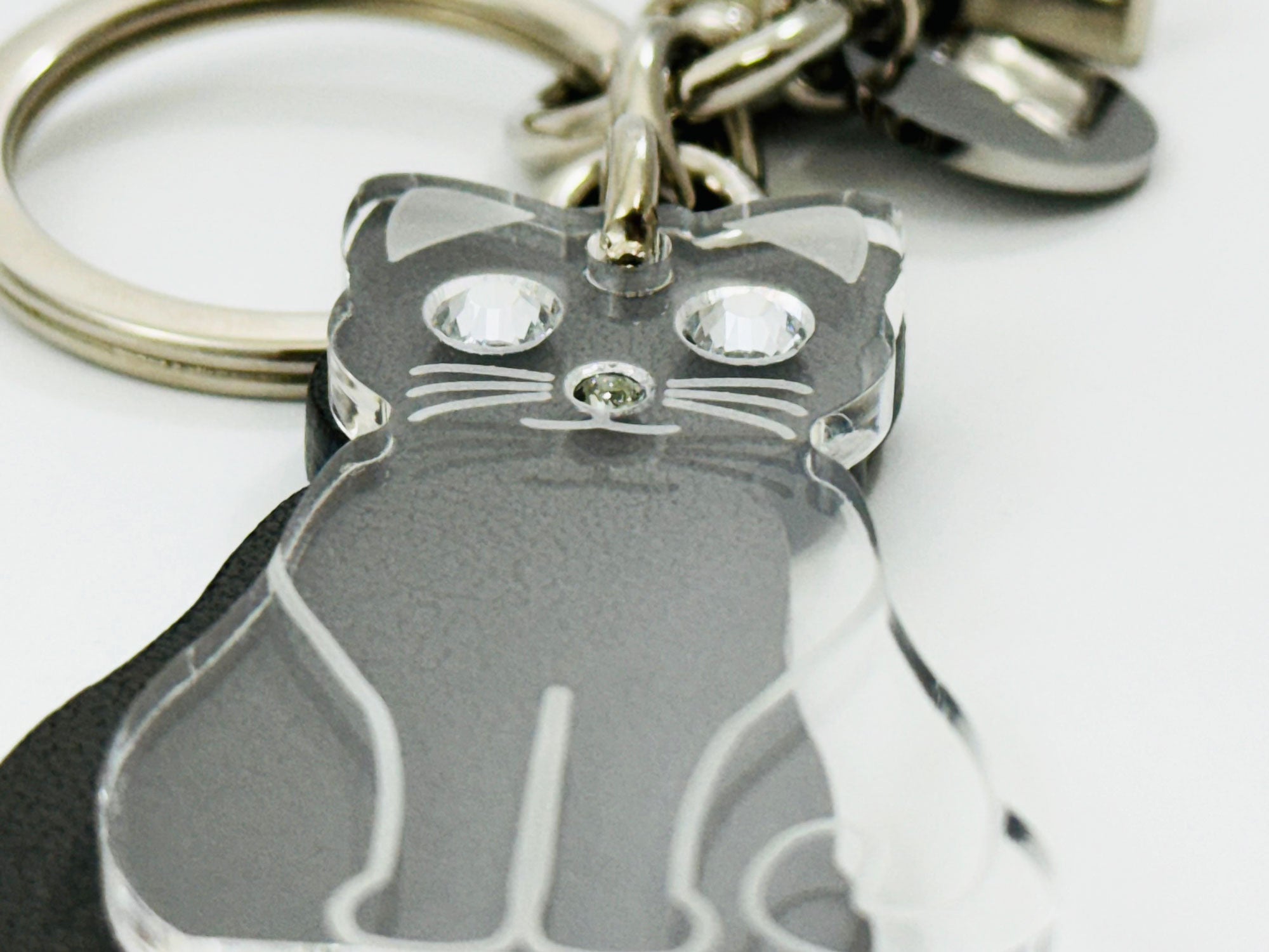 Genuine Leather and Plexiglass Keychain Cat Woman