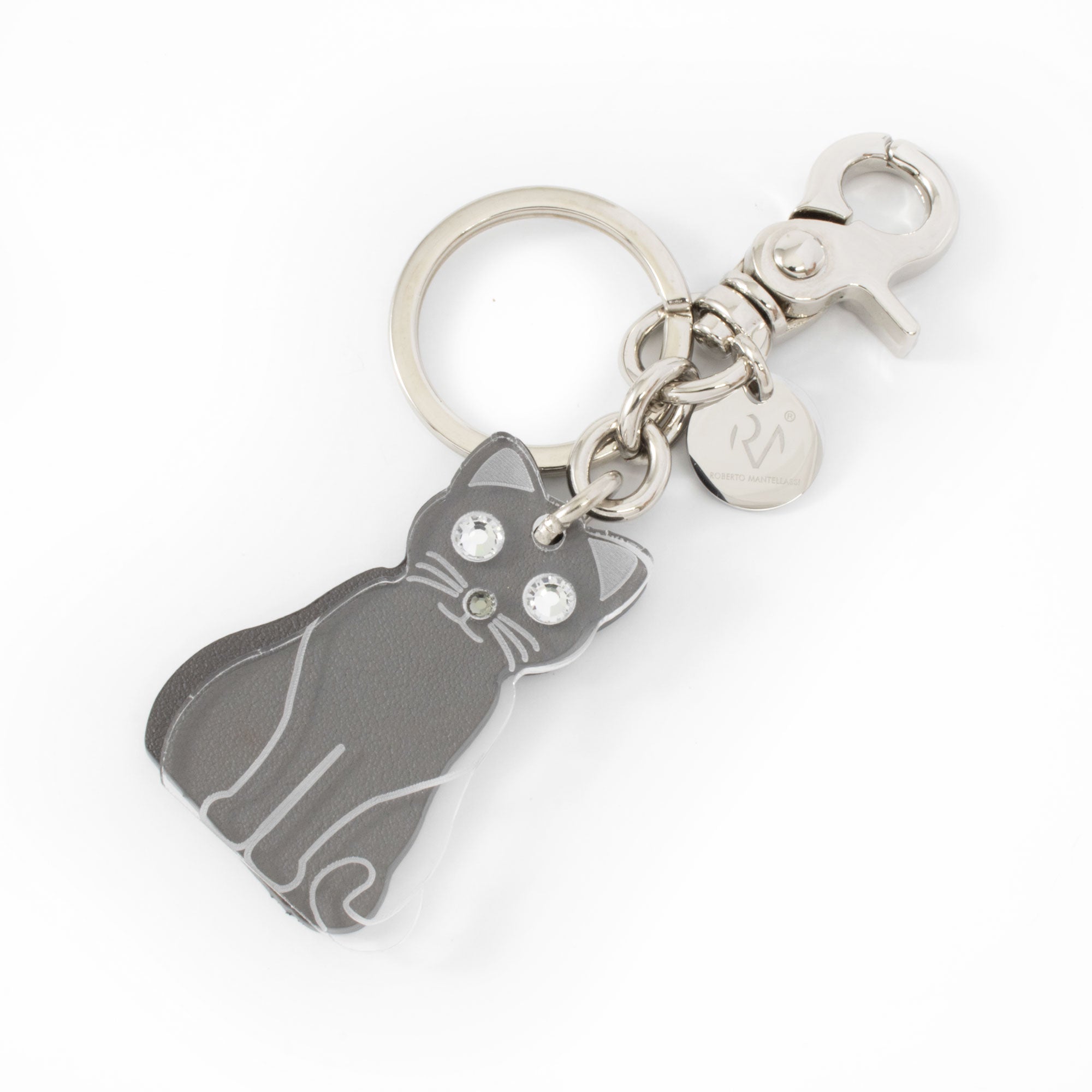 Genuine Leather and Plexiglass Keychain Cat Woman