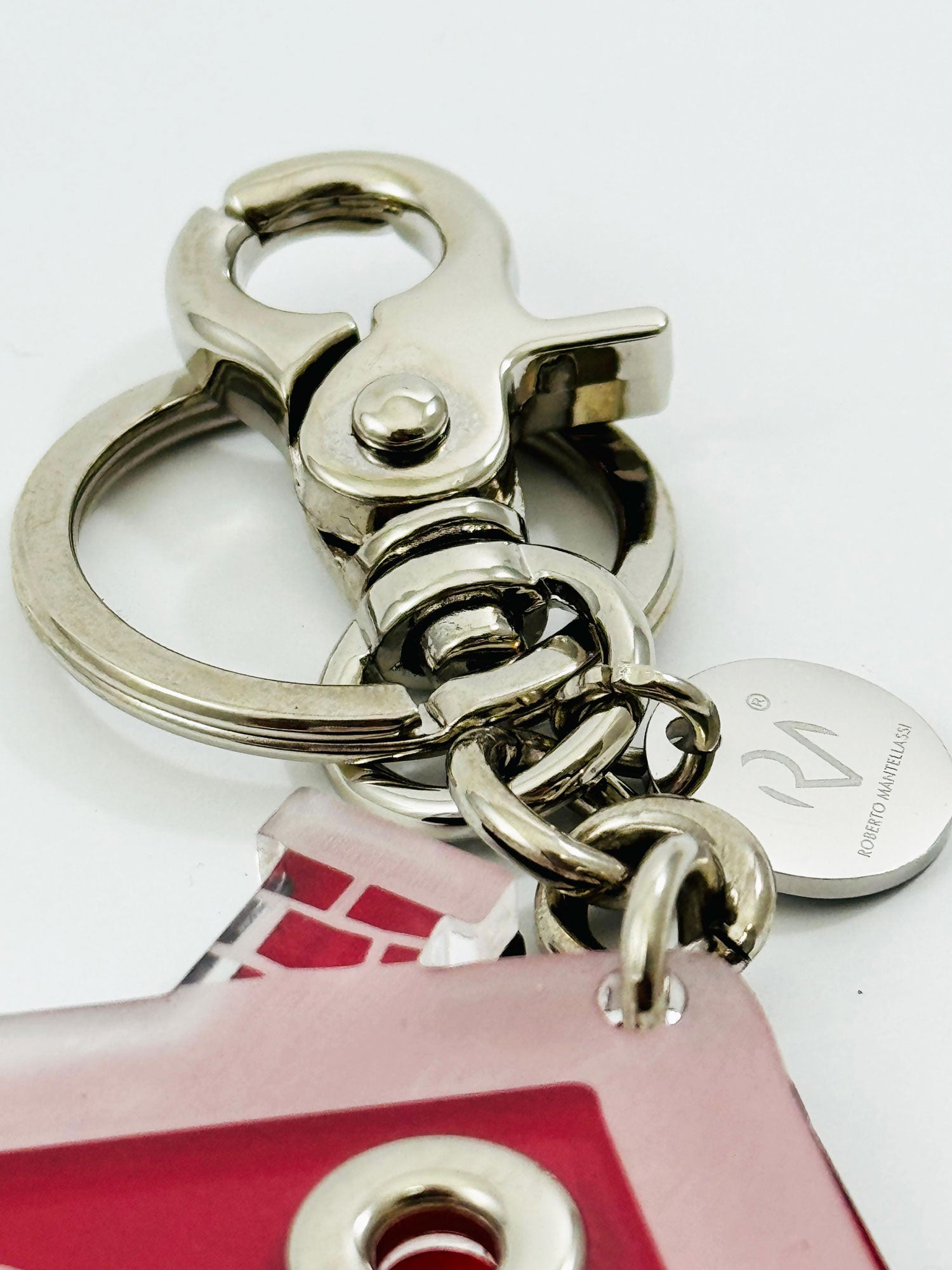 Genuine Leather and Plexiglass Keyring for Women's Home