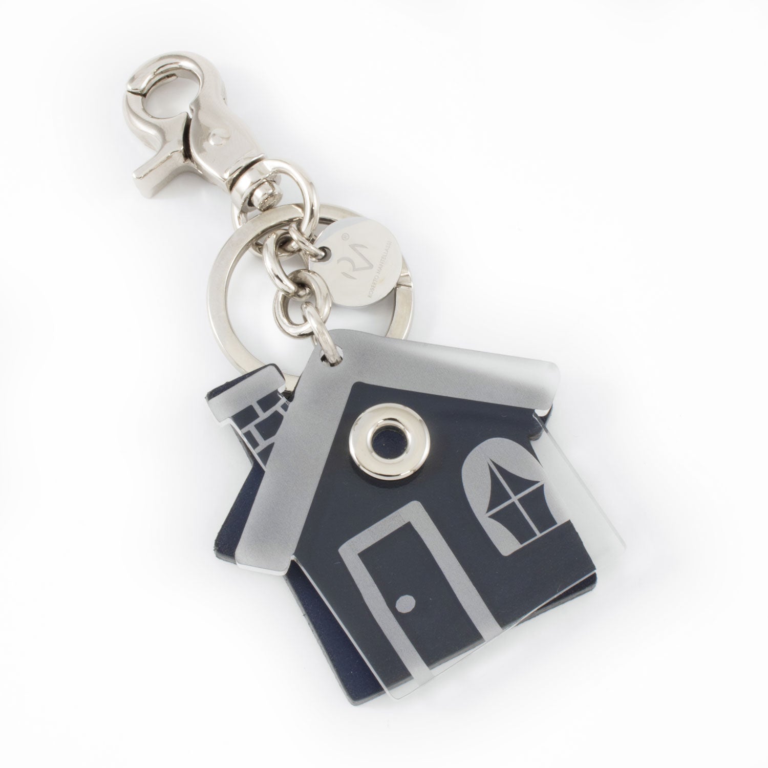 Genuine Leather and Plexiglass Keyring for Women's Home