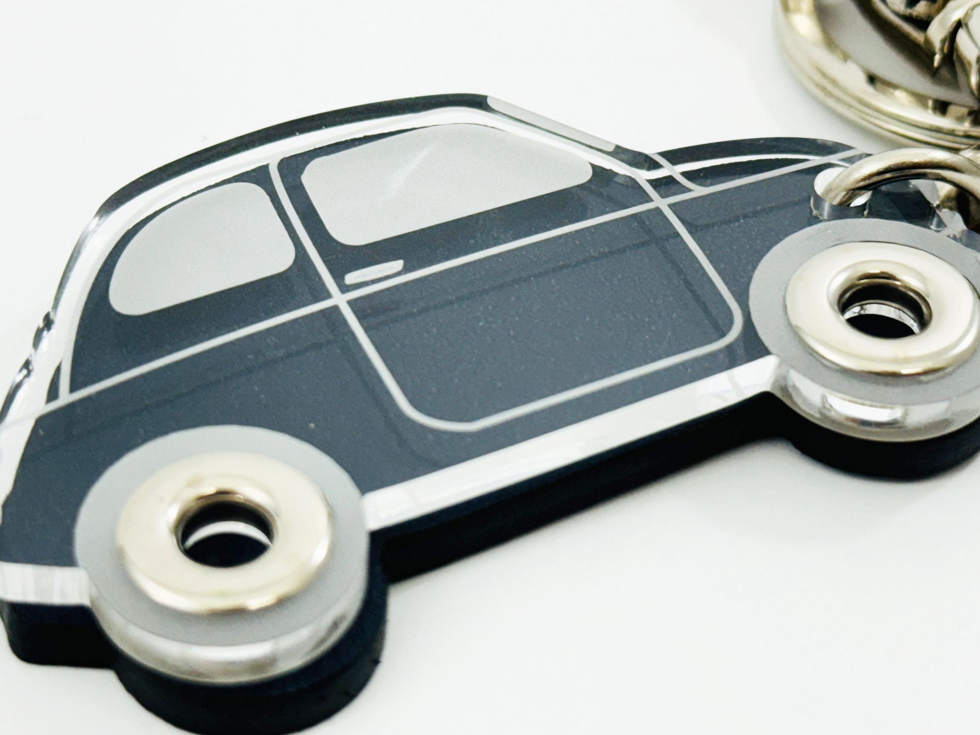 Genuine Leather and Plexiglass Car Keychain for Women