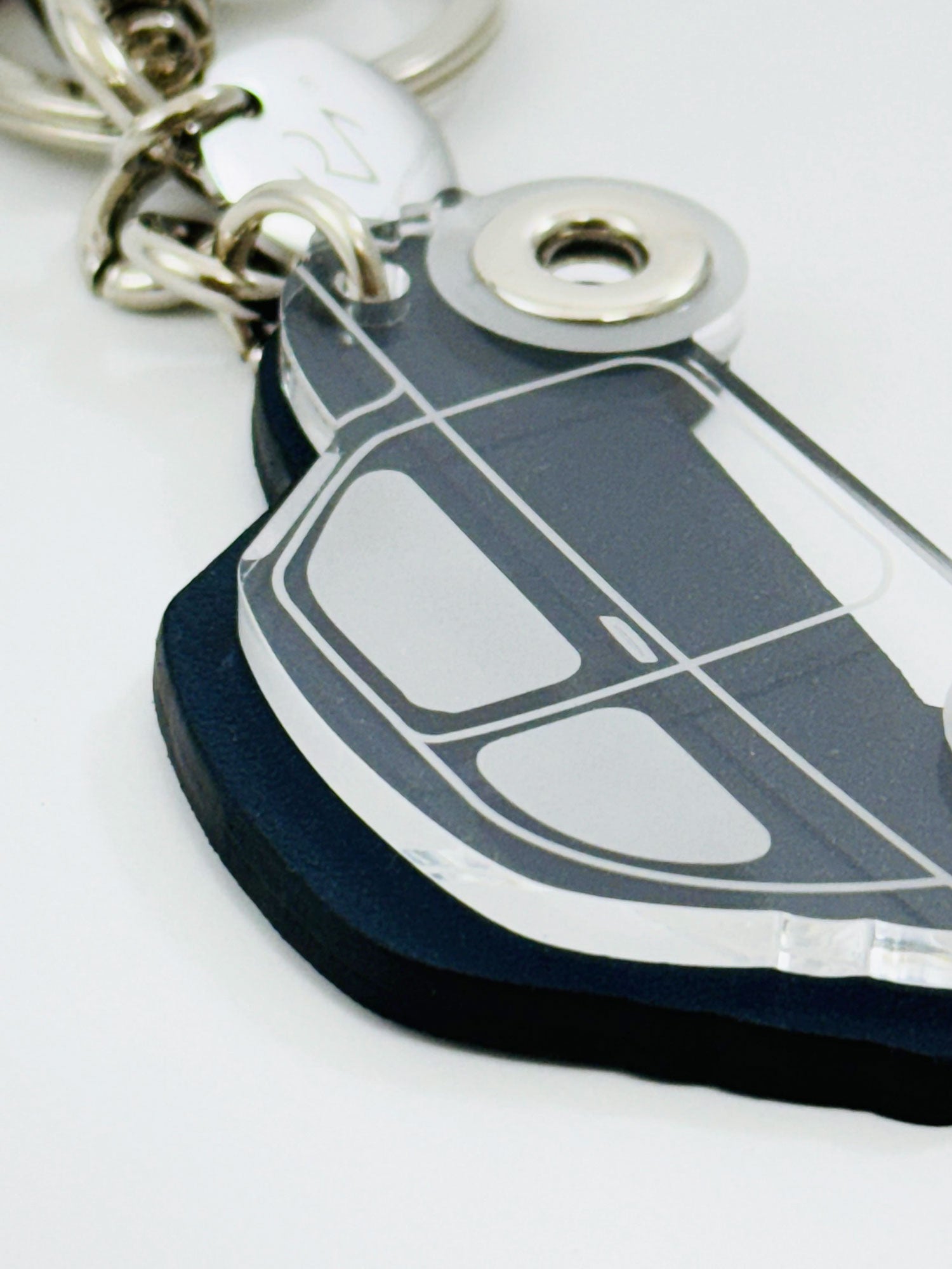 Genuine Leather and Plexiglass Car Keychain for Women