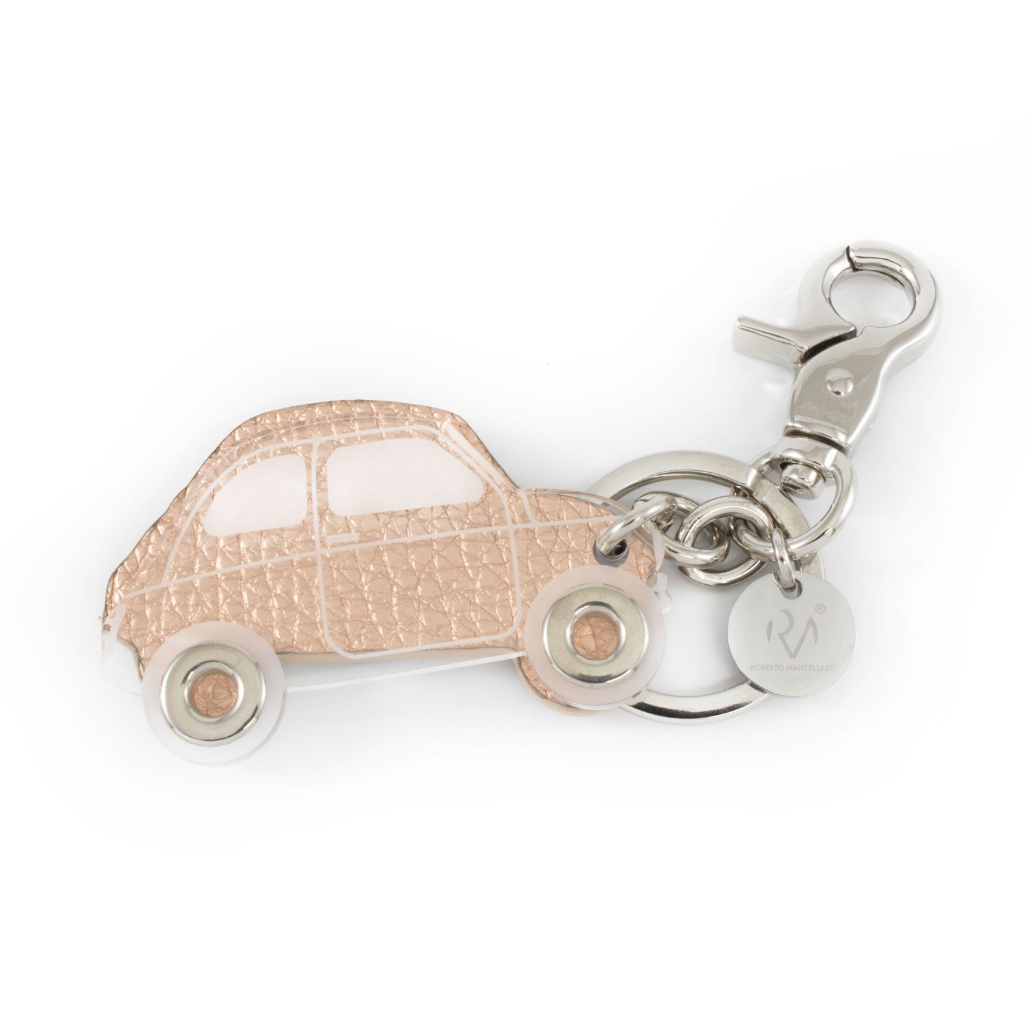 Genuine Leather and Plexiglass Car Keychain for Women
