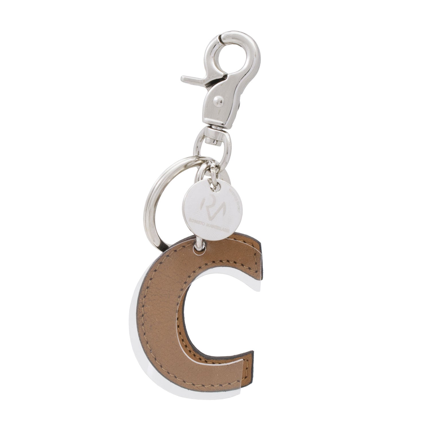 Keychain in Genuine Leather and Plexiglass Letter Unisex