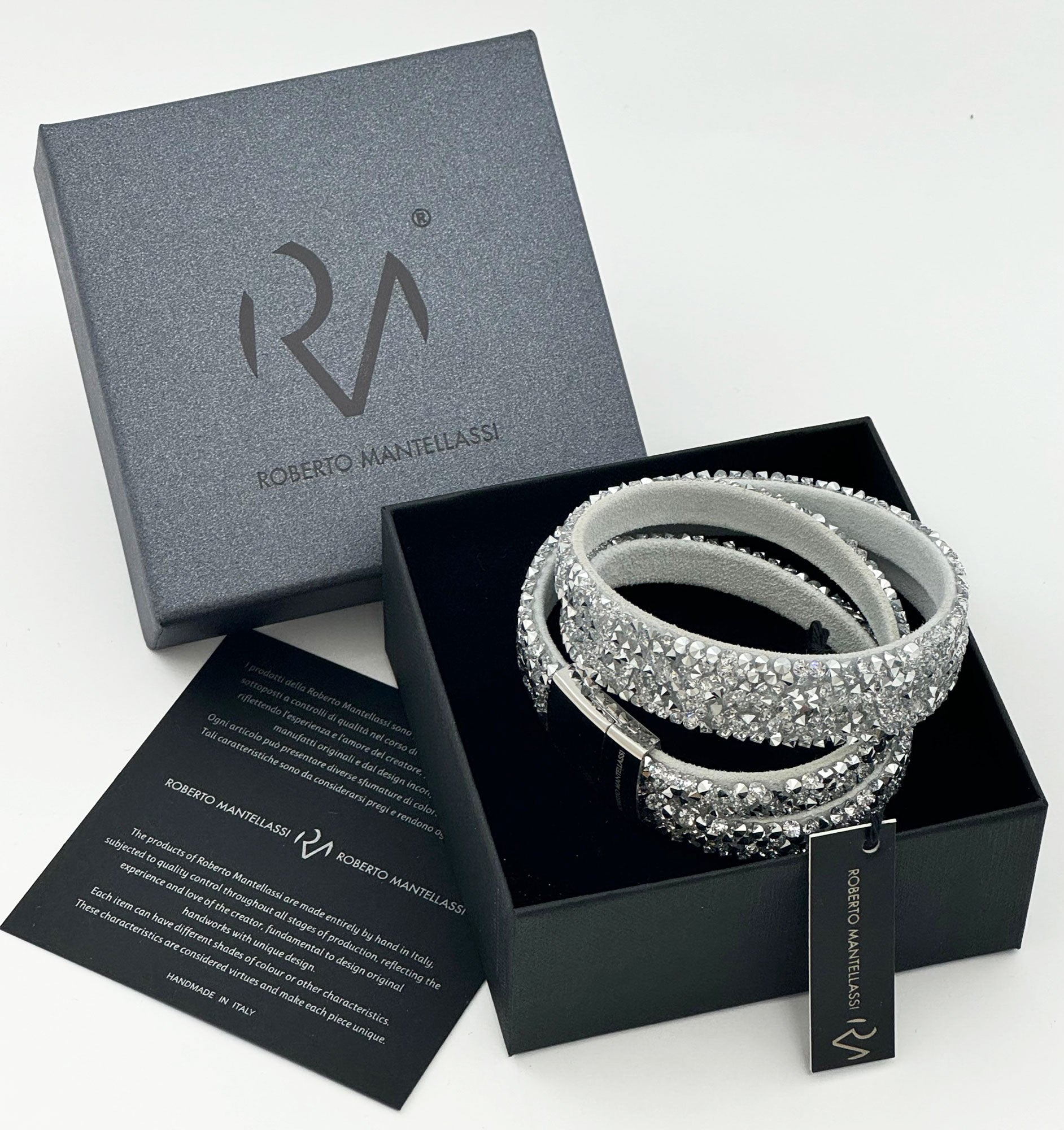 Amelia Bracelet in Genuine Leather with Crystals for Women