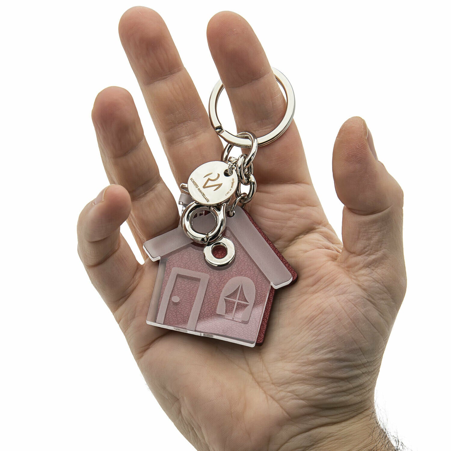 Genuine Leather and Plexiglass Keyring for Women's Home