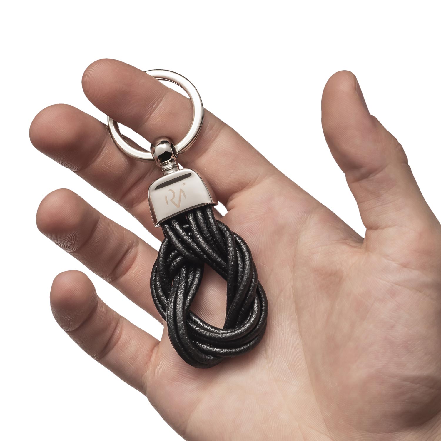 Keychain in Real Brown Drawn Leather for Men