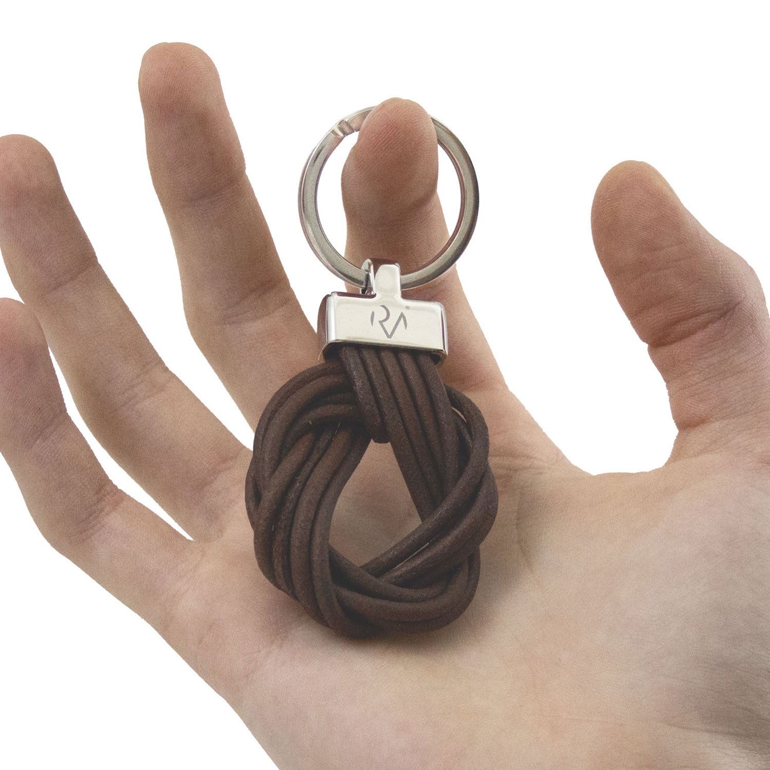 Keychain in Real Brown Drawn Leather for Men