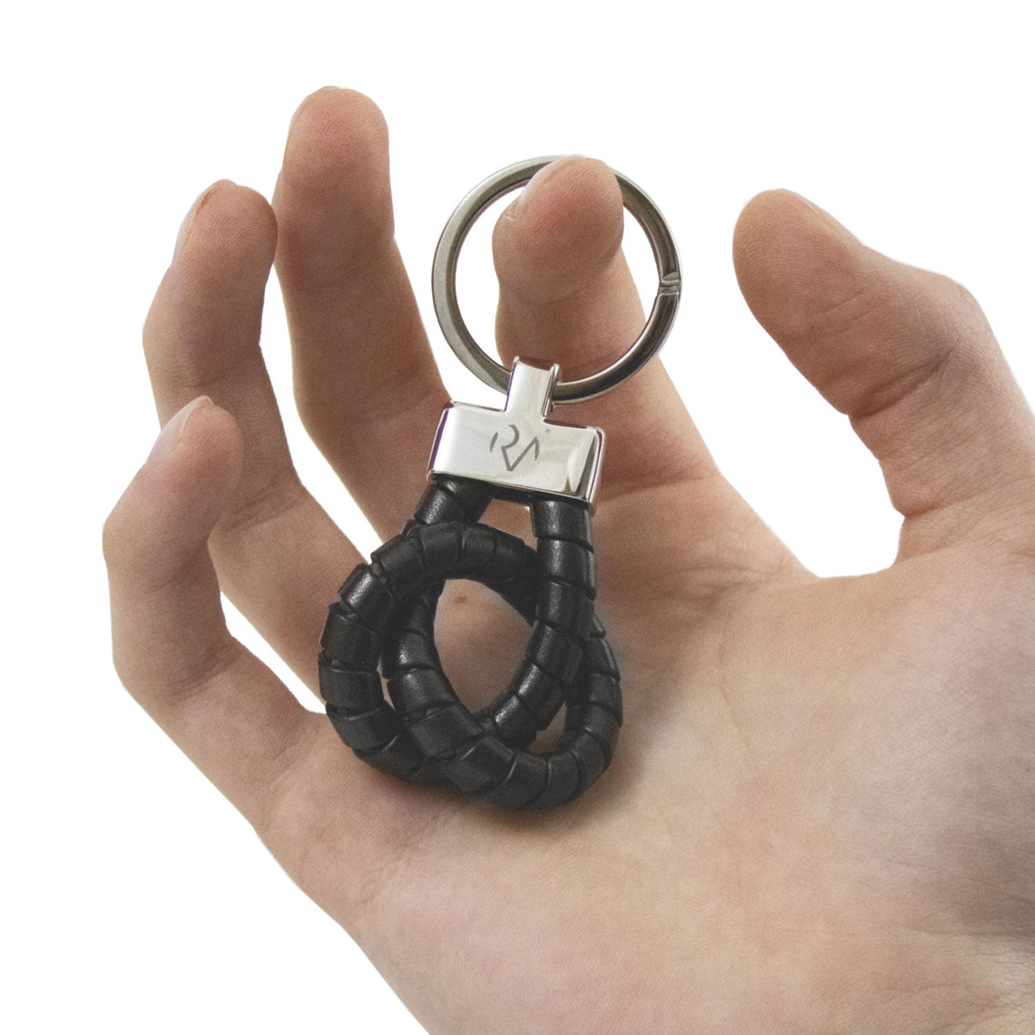 Wrapped leather knot key ring for men