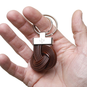 Open image in slideshow, Simple knot leather key ring with metal for Men
