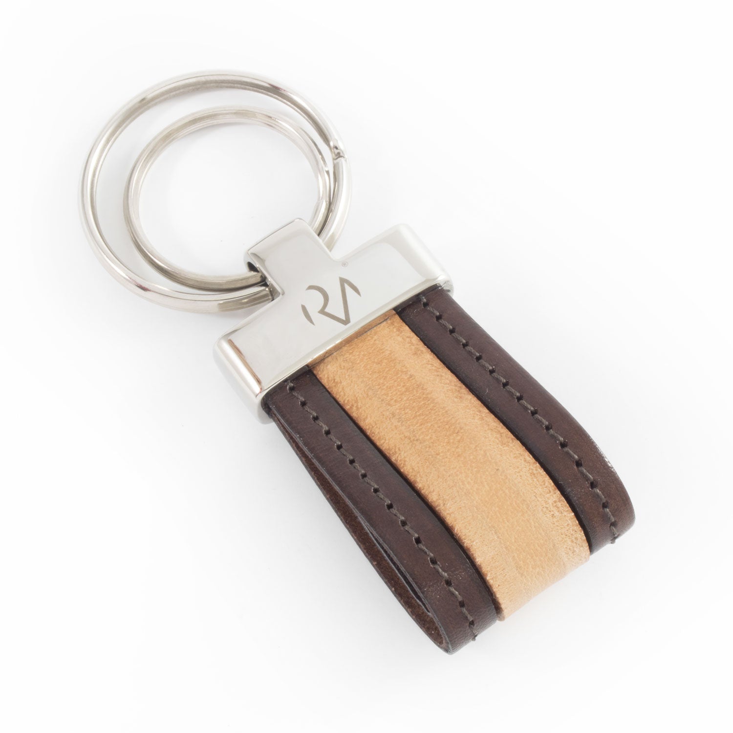 Men's Two-Tone Genuine Leather Keyring