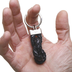 Open image in slideshow, Genuine Leather Scoubidou Keyring with Large Knot for Men
