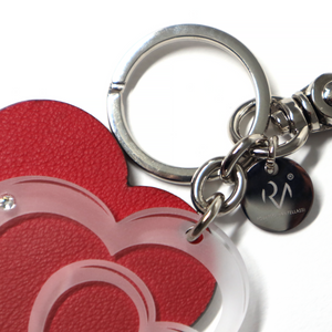 Open image in slideshow, Heart Keychain in Genuine Leather and Plexiglass for Women
