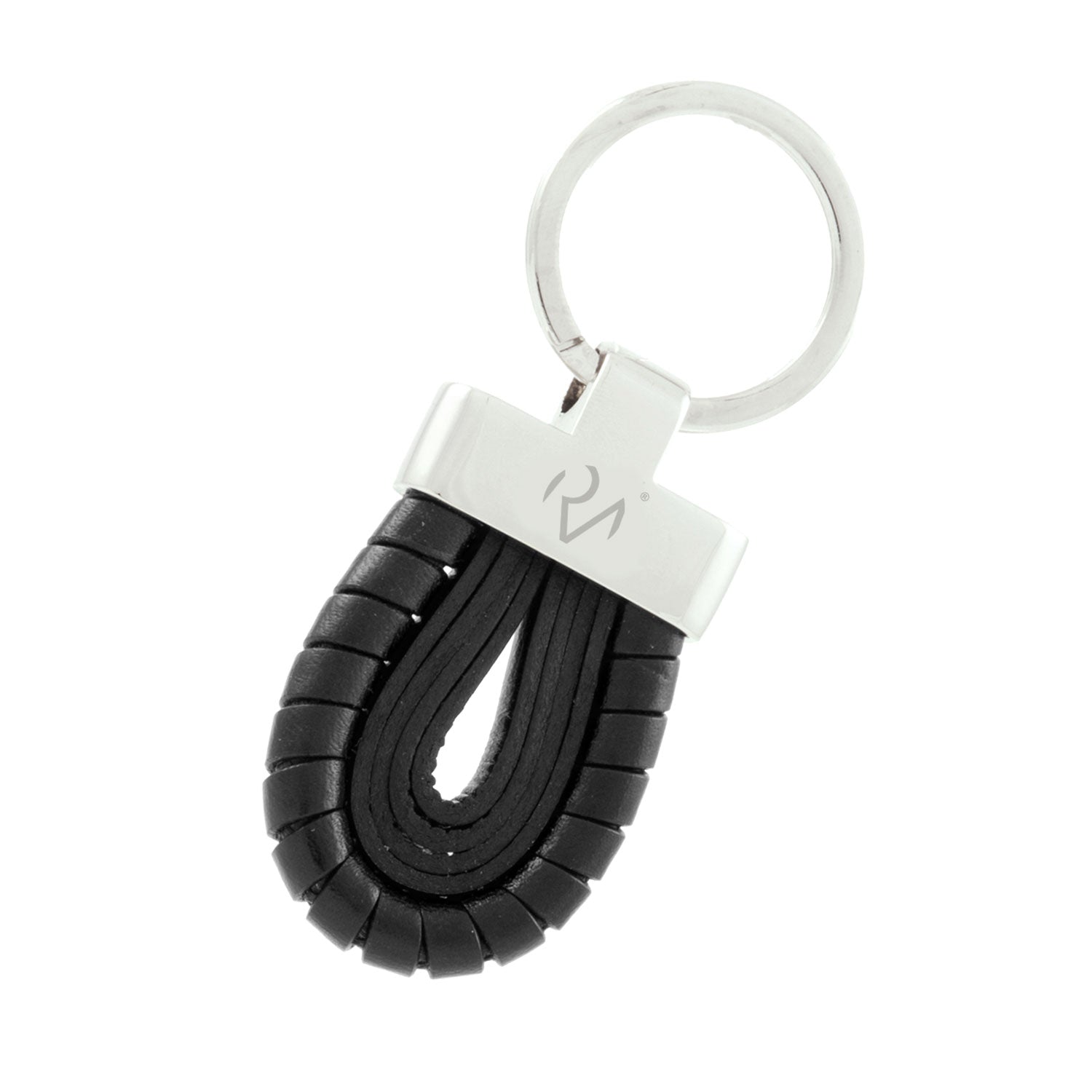 Wrapped Black Genuine Leather Keychain for Men