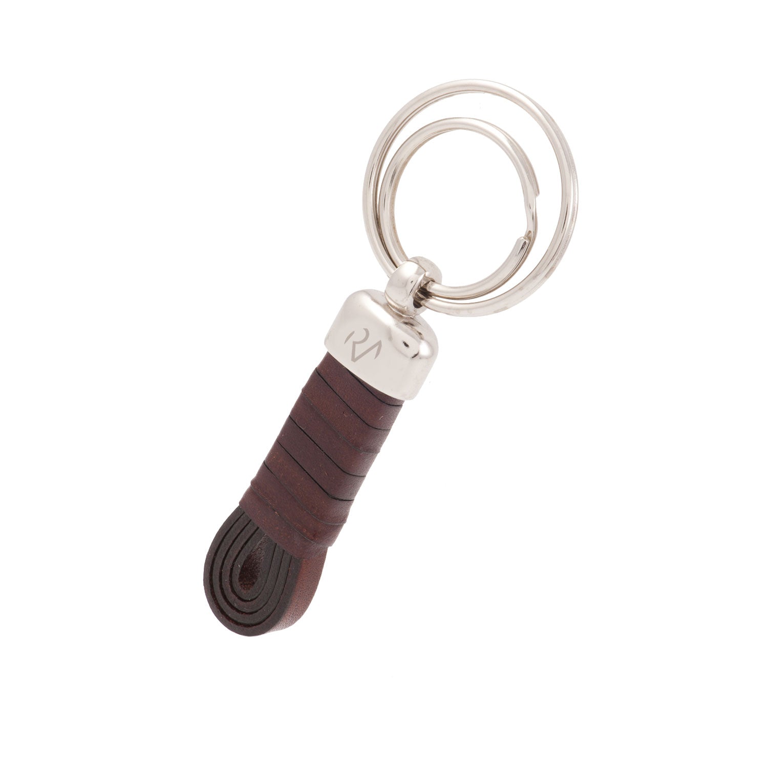 Genuine Leather Brown Wire Wrapped Keychain for Men