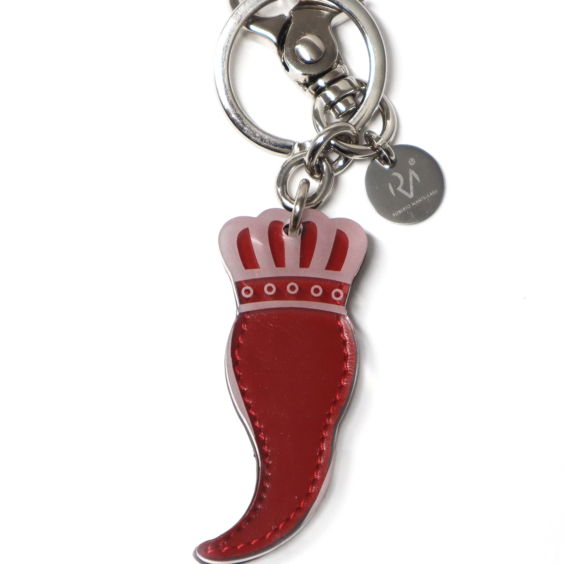 Neapolitan Horn Keychain in Genuine Leather and Plexiglass for Women