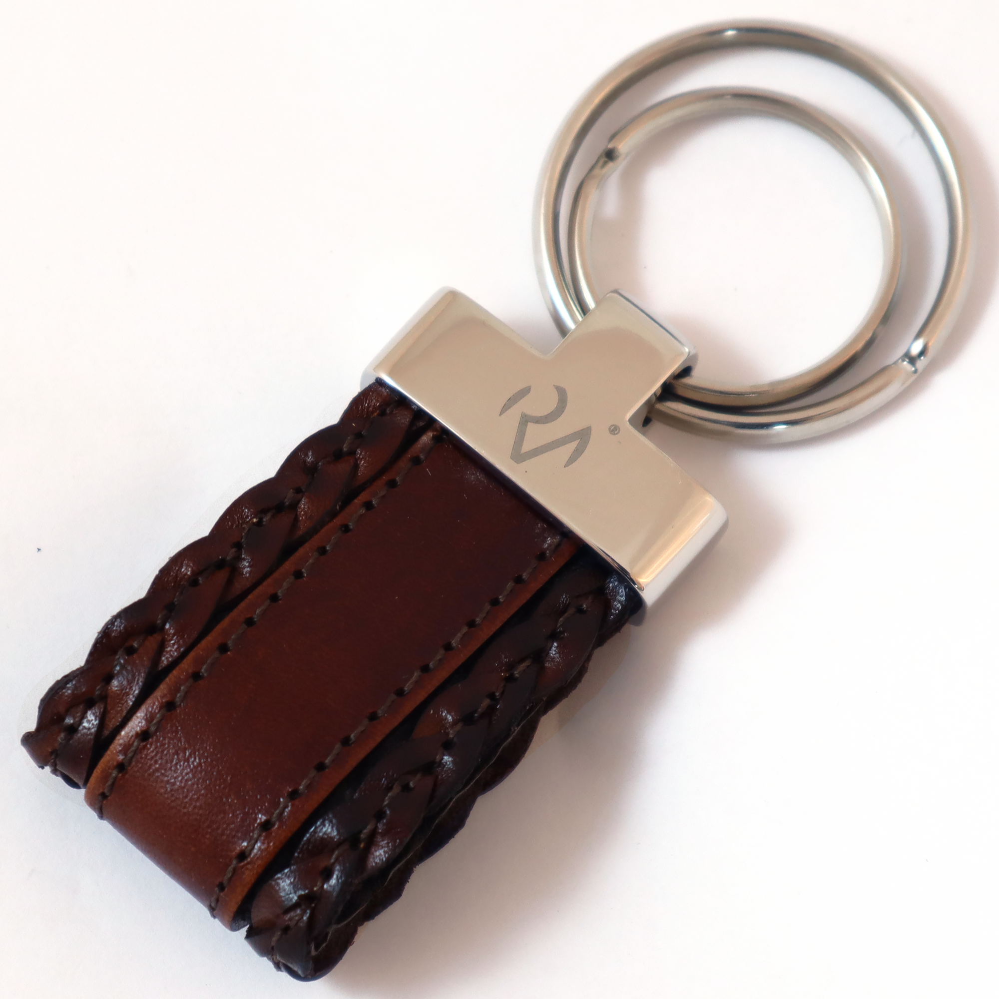 Men's sewn genuine leather key ring