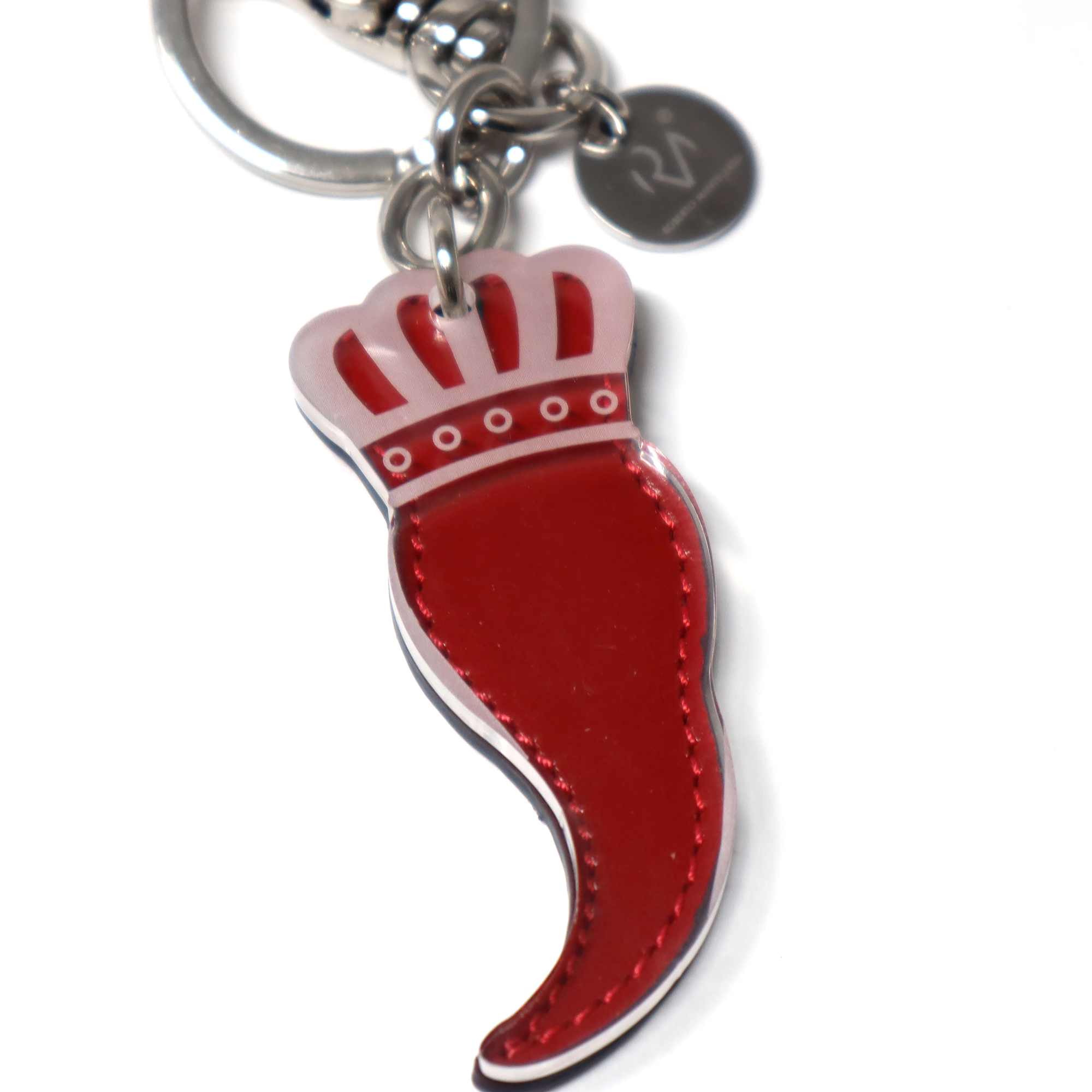 Neapolitan Horn Keychain in Genuine Leather and Plexiglass for Women