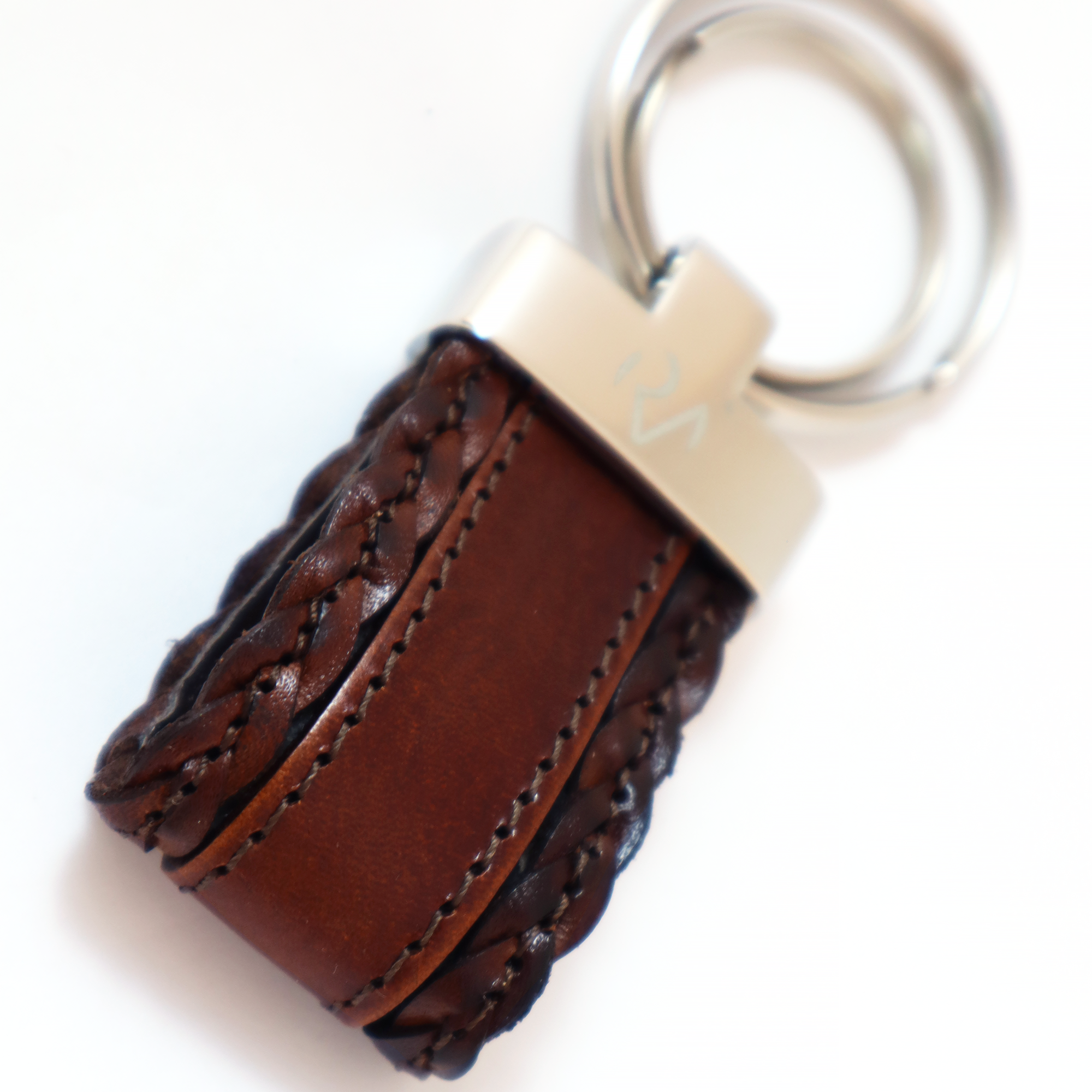 Men's sewn genuine leather key ring