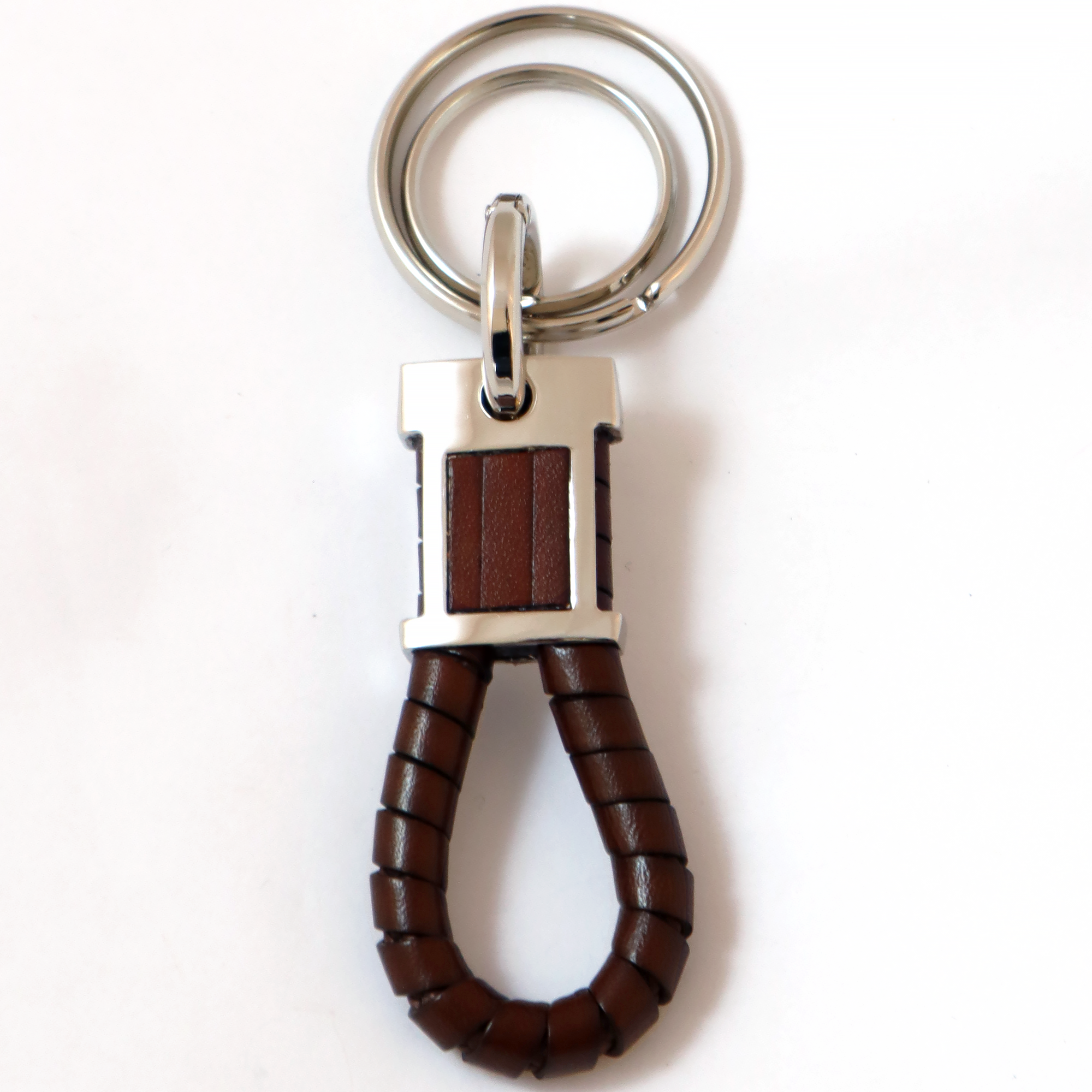 Genuine Brown Leather Keychain Wrapped with Carabiner for Men