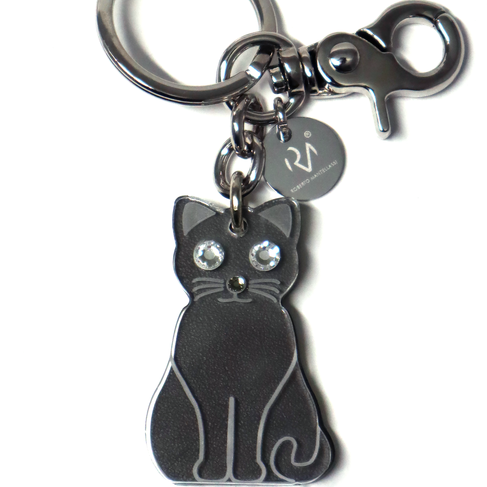 Genuine Leather and Plexiglass Keychain Cat Woman