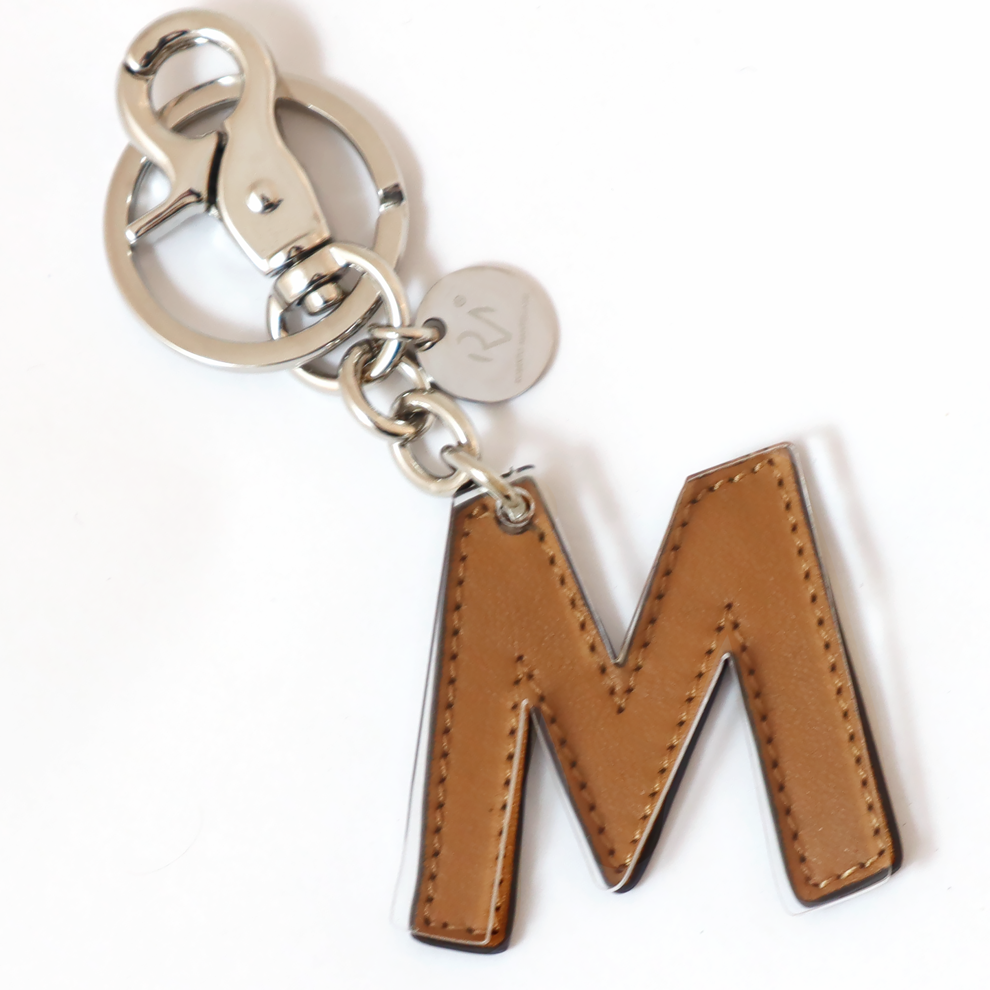 Keychain in Genuine Leather and Plexiglass Letter Unisex