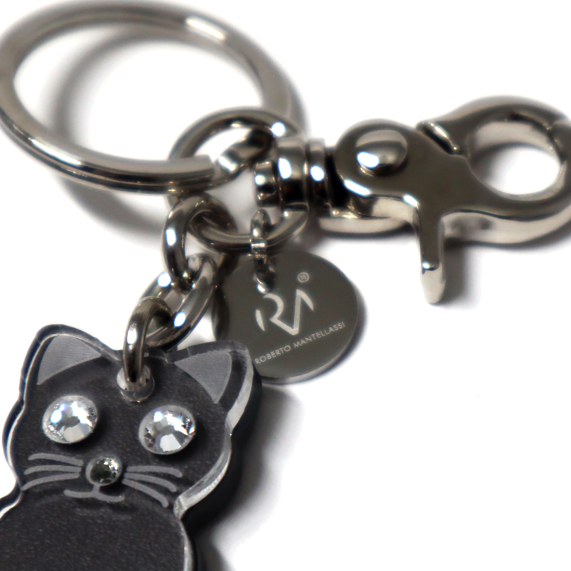 Genuine Leather and Plexiglass Keychain Cat Woman