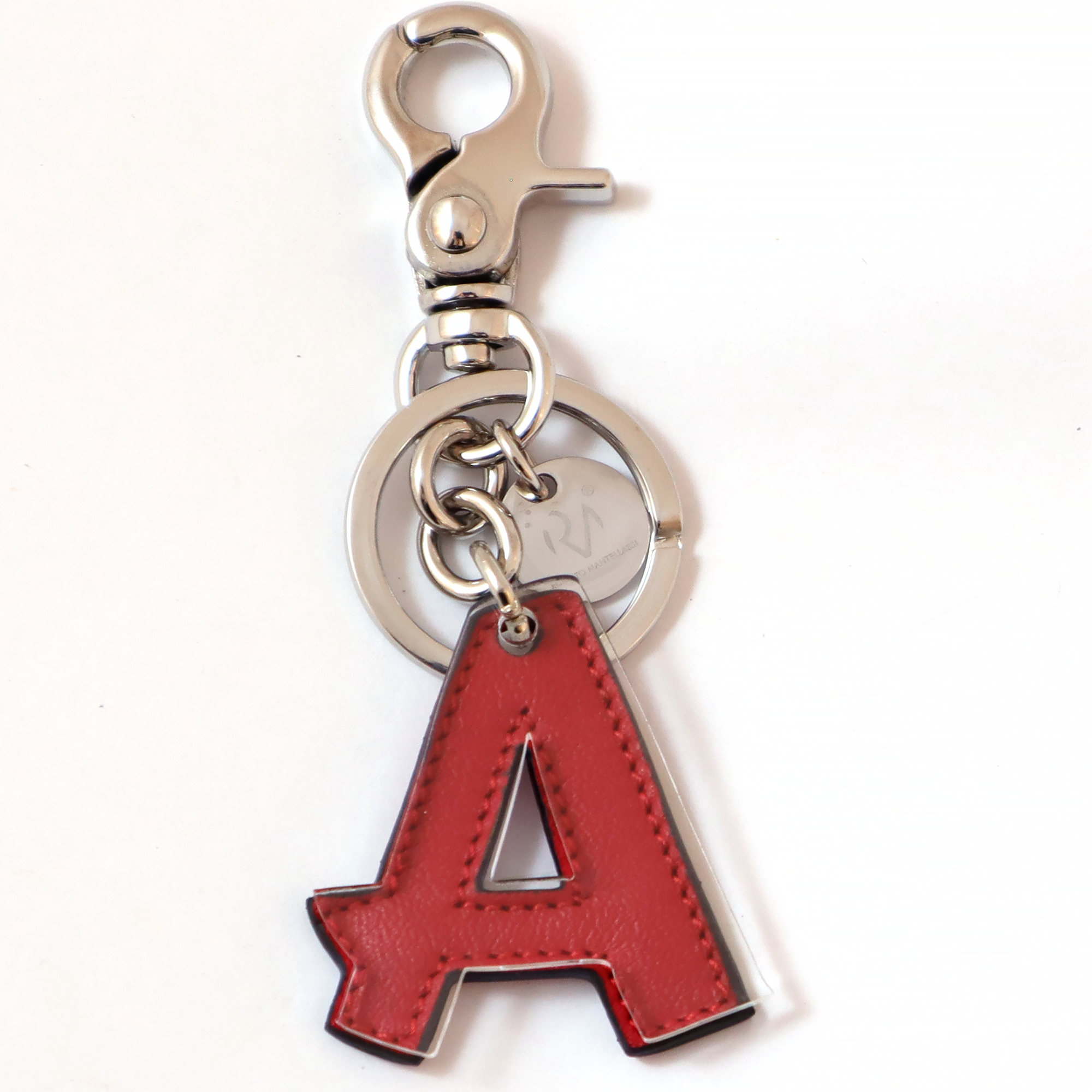 Keychain in Genuine Leather and Plexiglass Letter Unisex