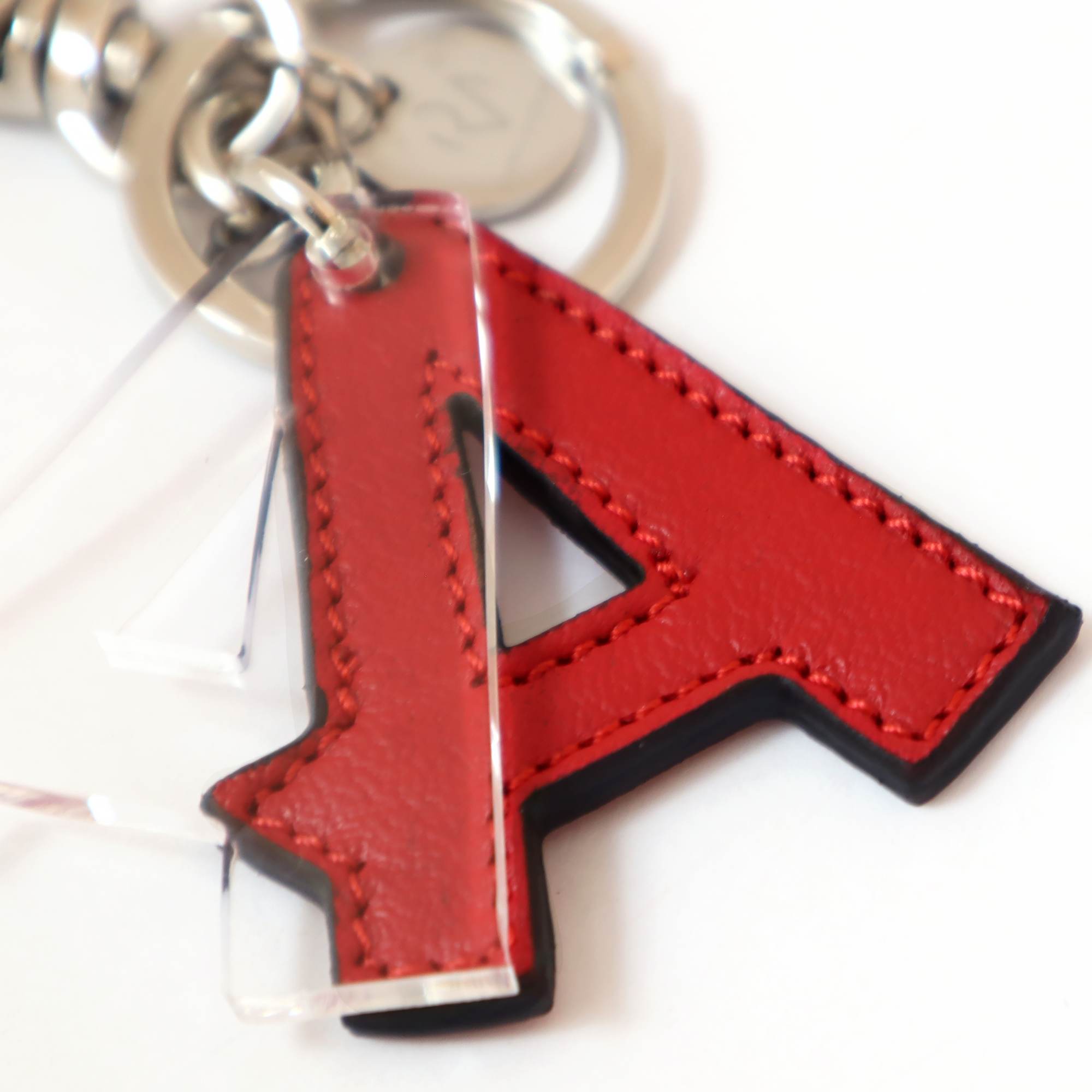 Keychain in Genuine Leather and Plexiglass Letter Unisex