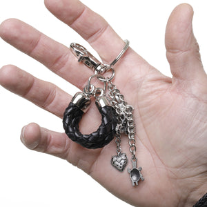 Open image in slideshow, Genuine Leather Keychain with Women&#39;s Pendants
