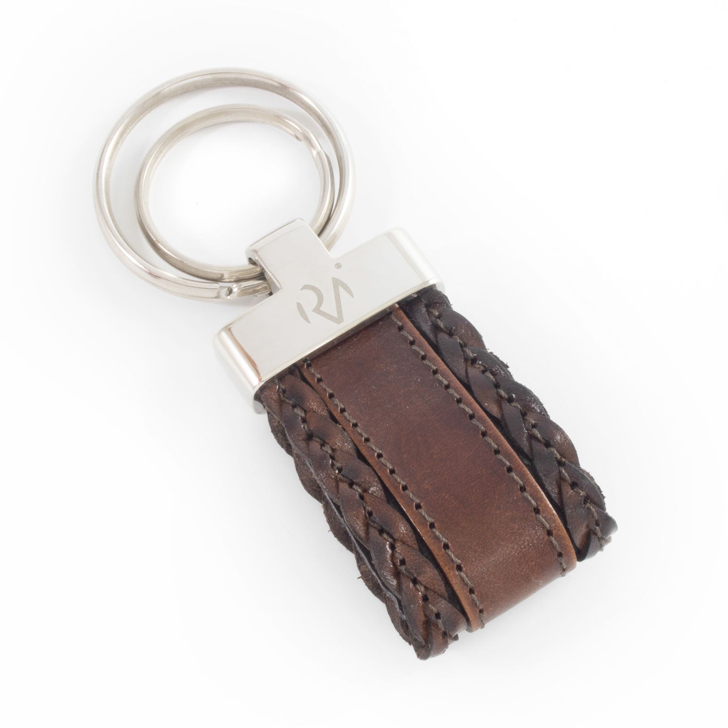 Men's sewn genuine leather key ring