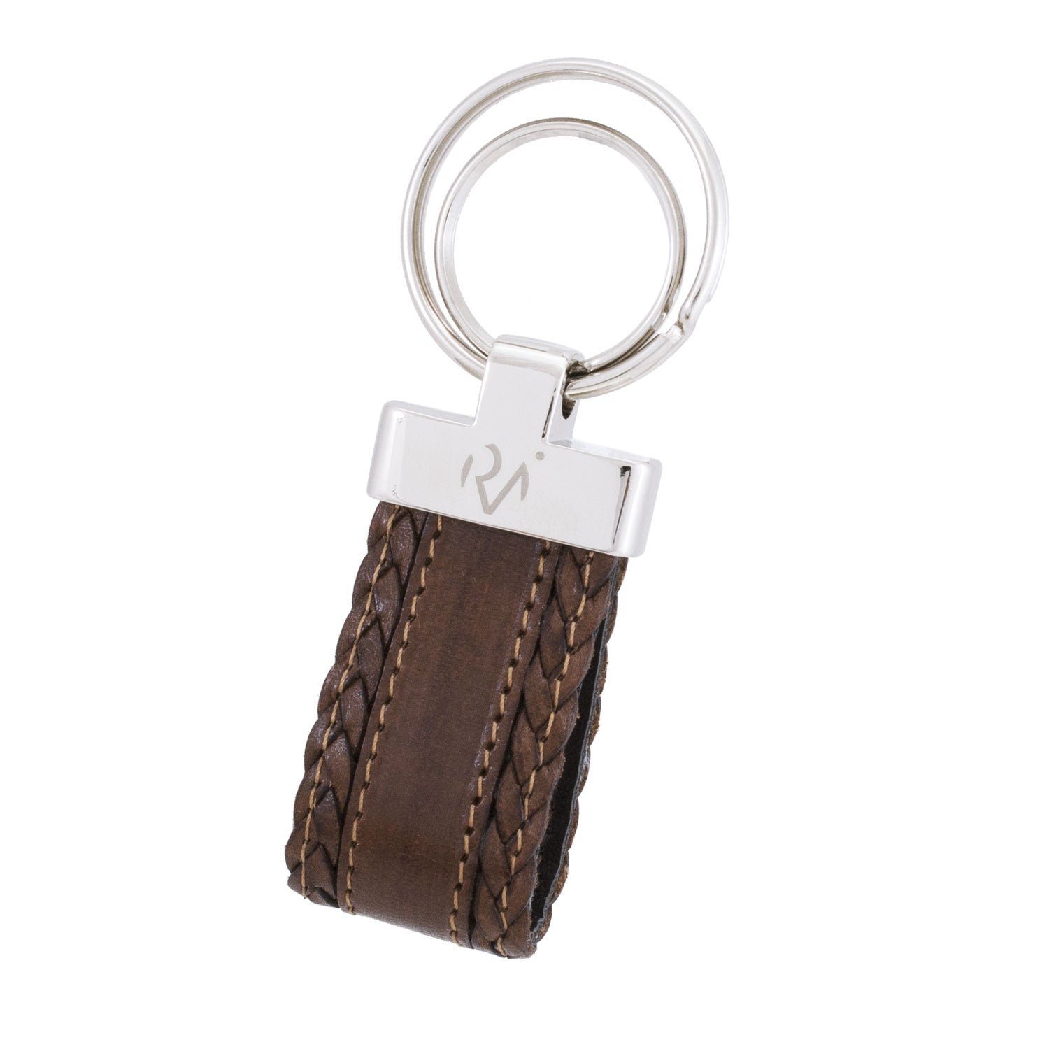 Men's sewn genuine leather key ring
