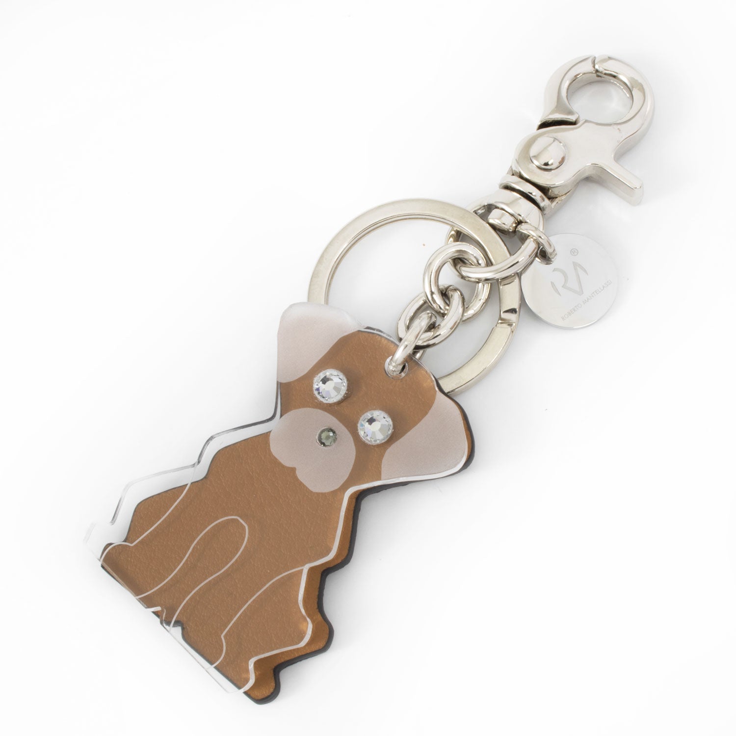 Genuine Leather and Plexiglass Keychain Dog Woman