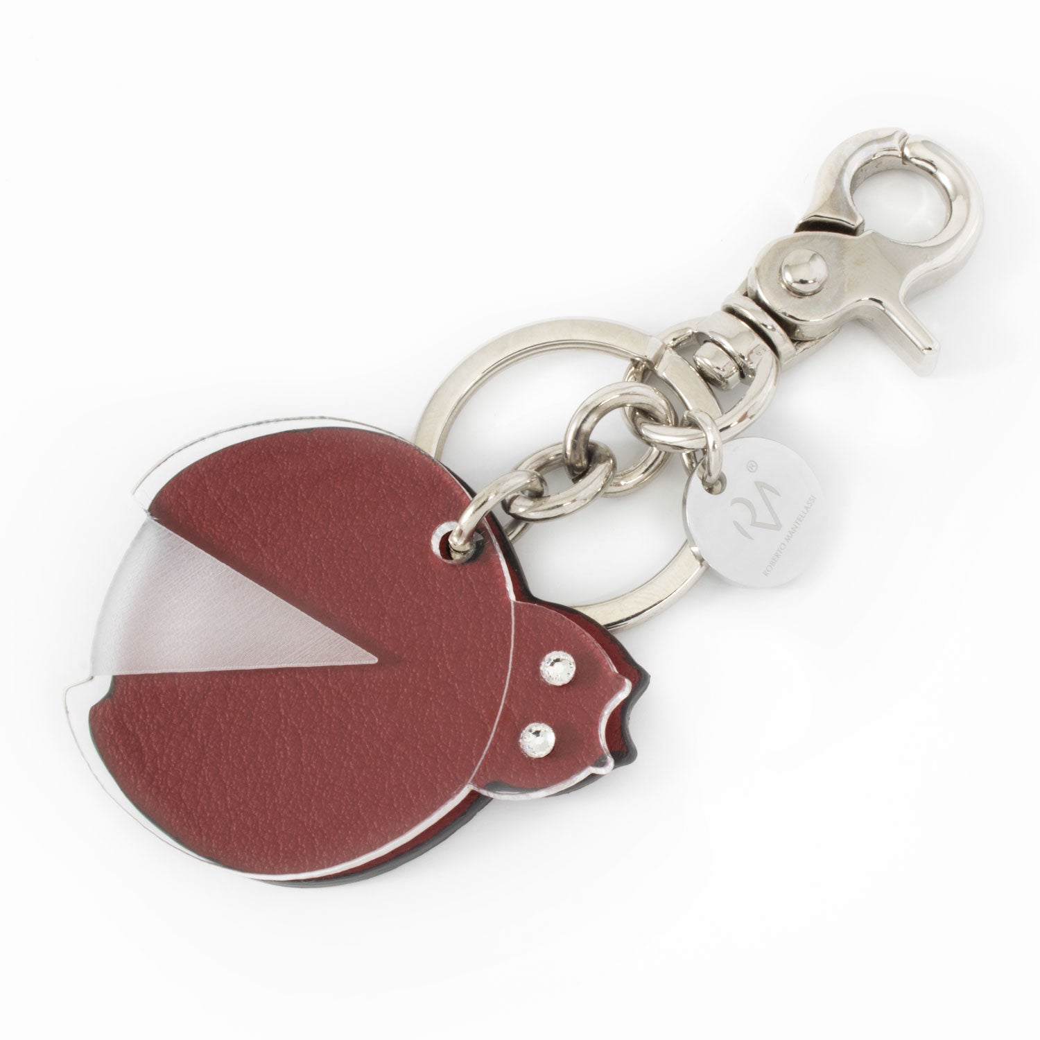 Genuine Leather and Plexiglass Ladybug Keychain for Women