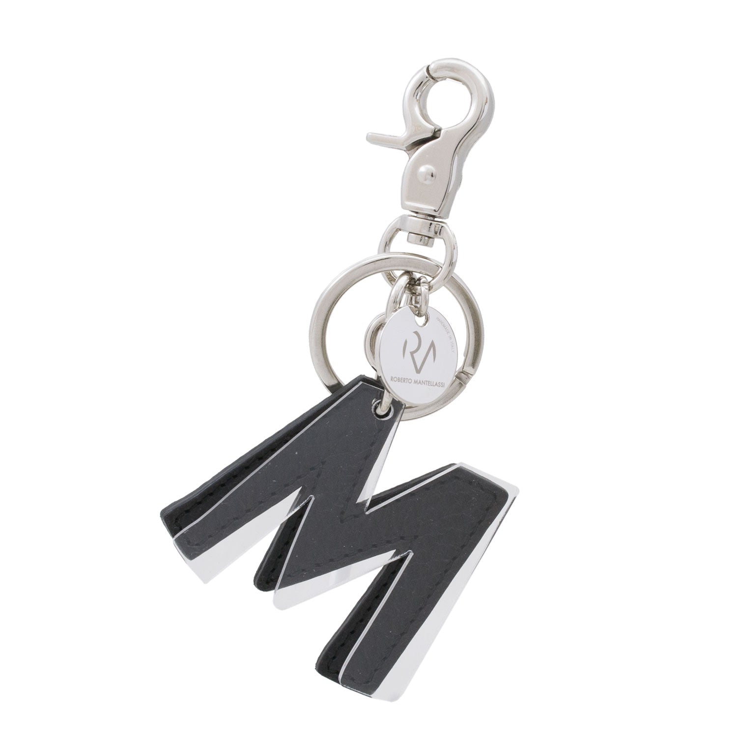 Keychain in Genuine Leather and Plexiglass Letter Unisex