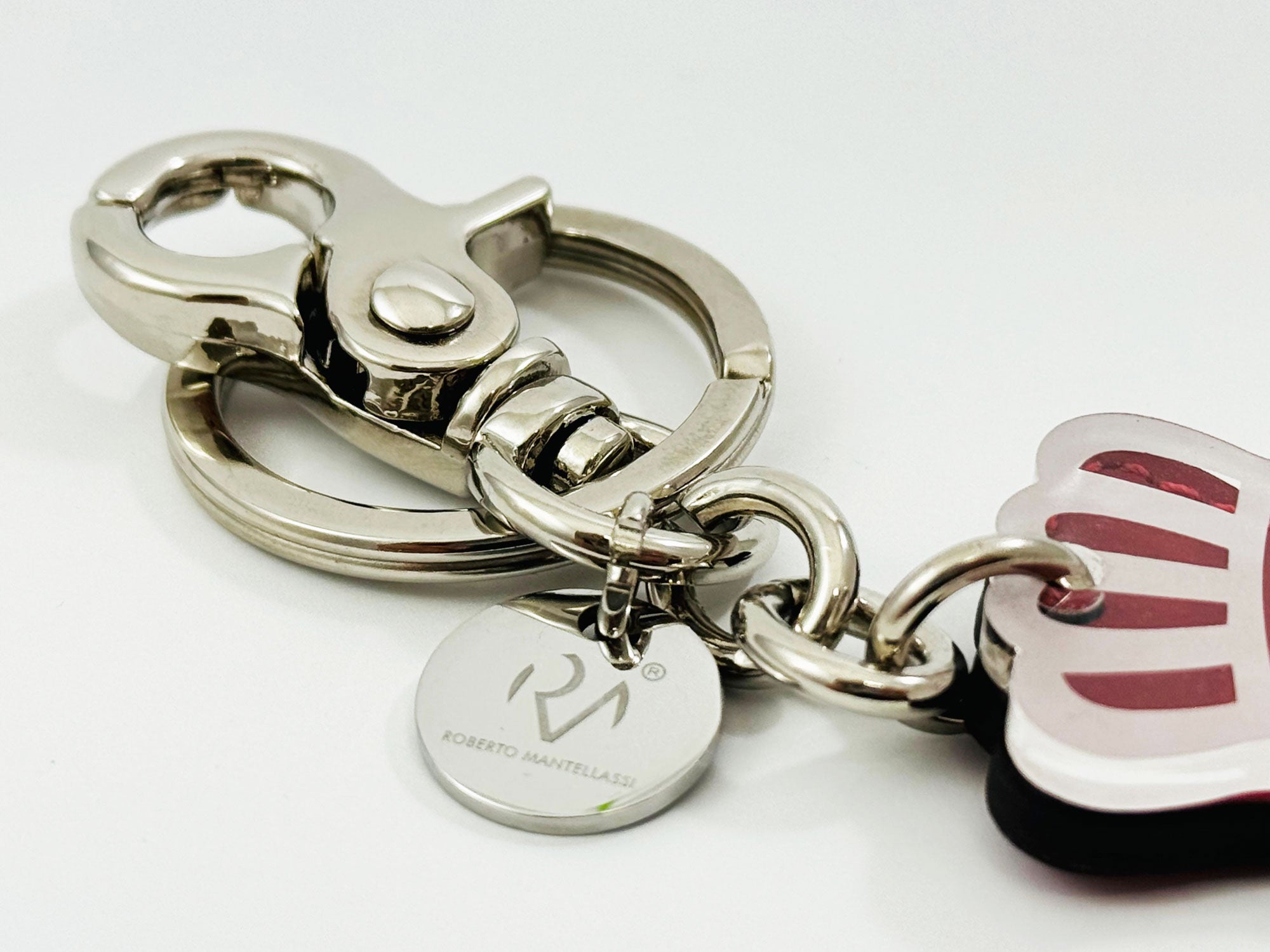 Neapolitan Horn Keychain in Genuine Leather and Plexiglass for Women