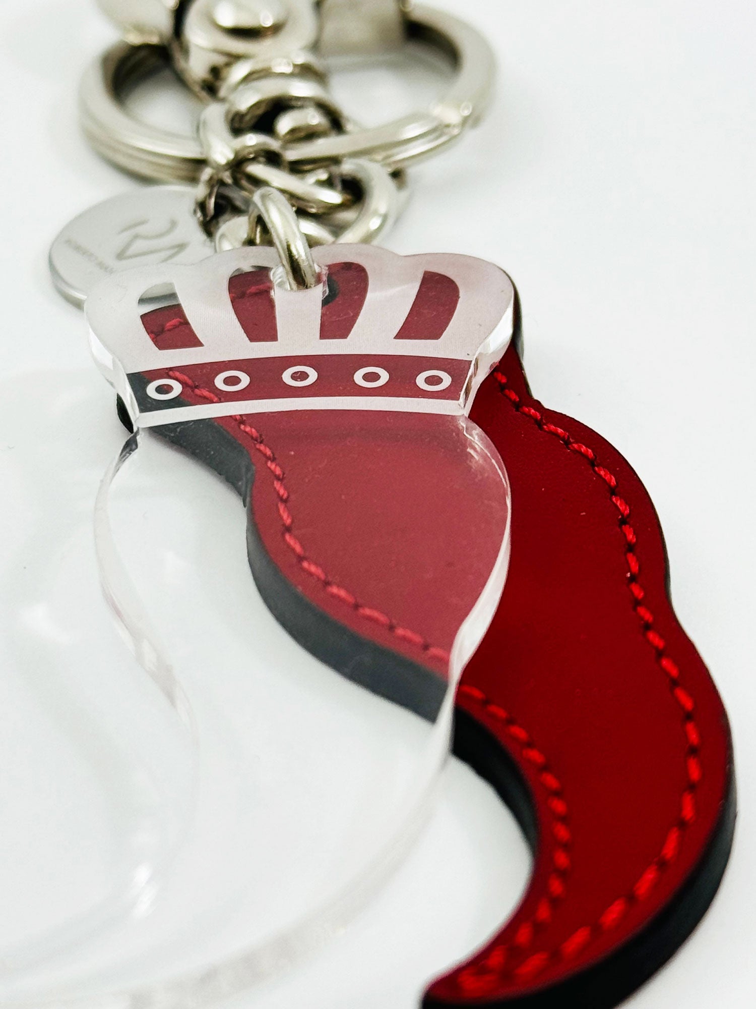 Neapolitan Horn Keychain in Genuine Leather and Plexiglass for Women