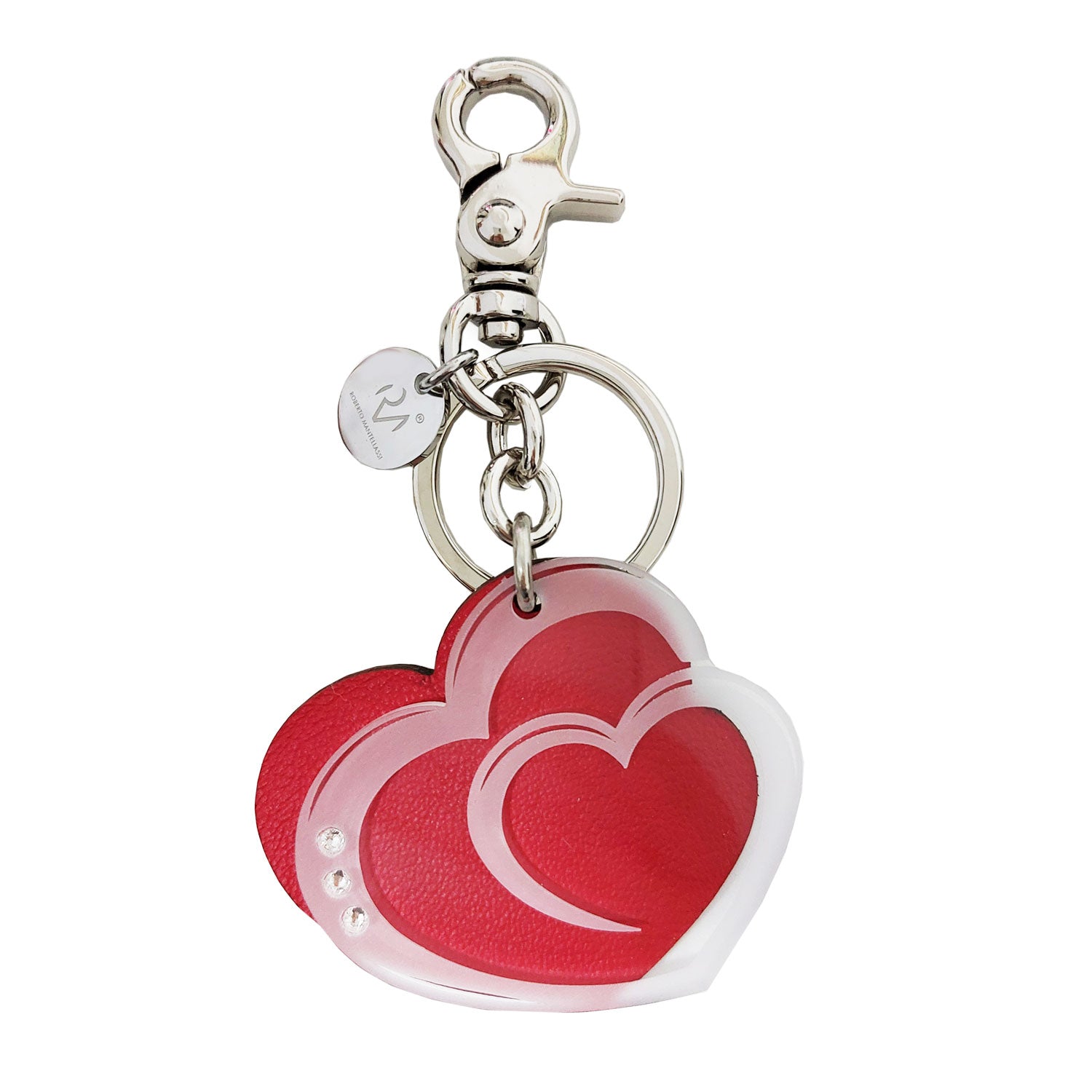 Heart Keychain in Genuine Leather and Plexiglass for Women