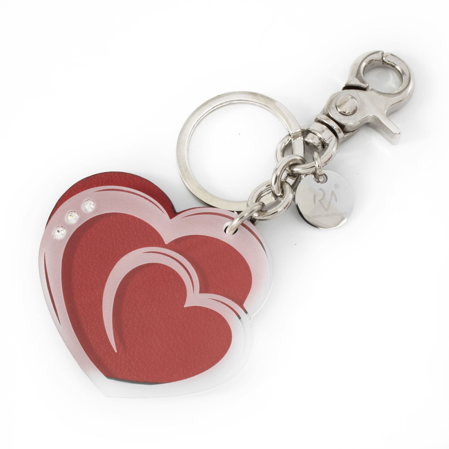 Heart Keychain in Genuine Leather and Plexiglass for Women