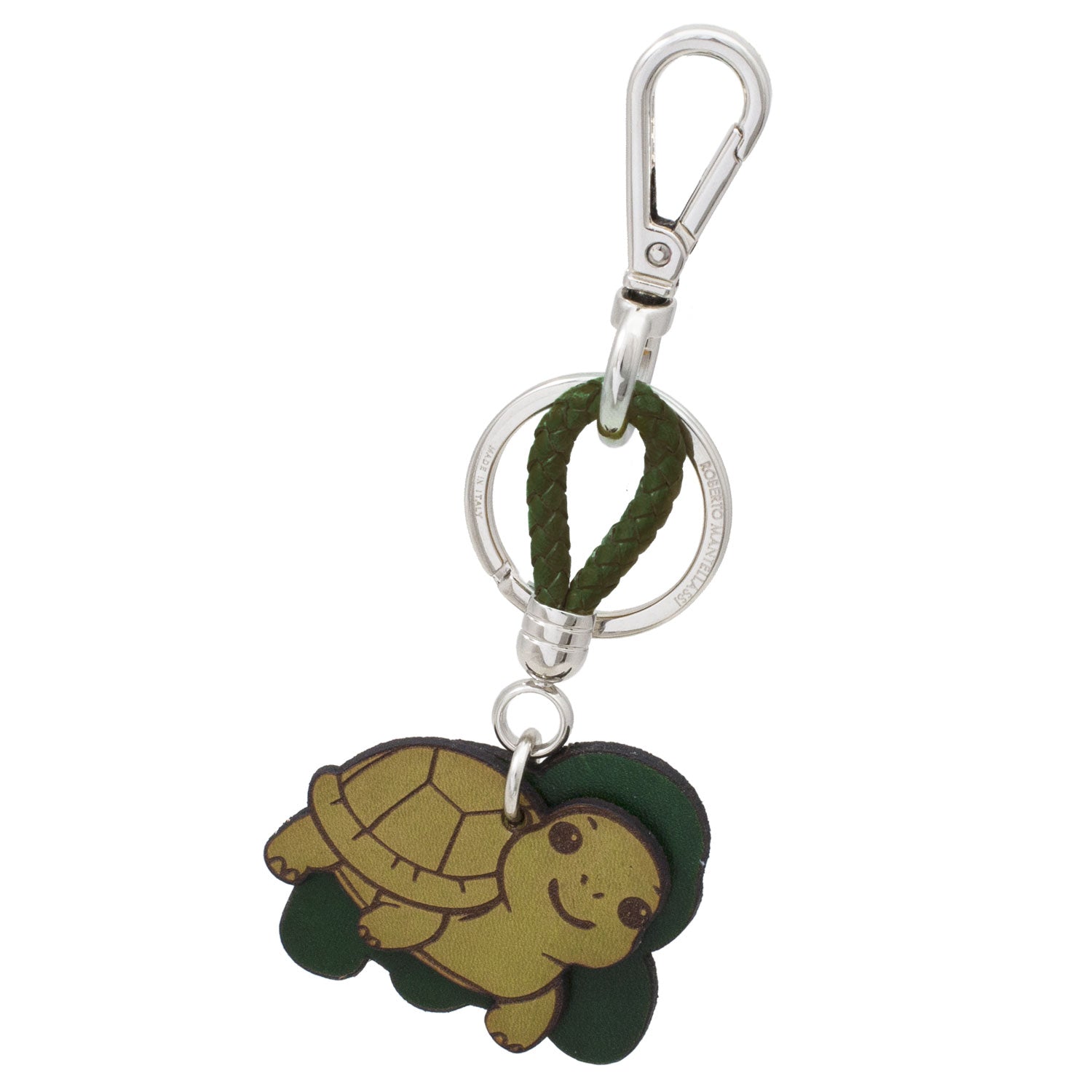 Two-tone Turtle Keychain with Real Leather Women