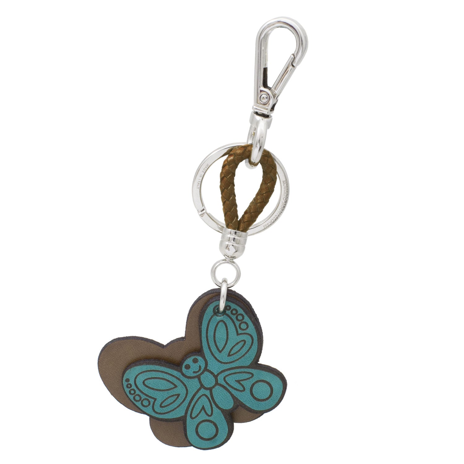 Two-tone Butterfly Keychain with Real Leather Women